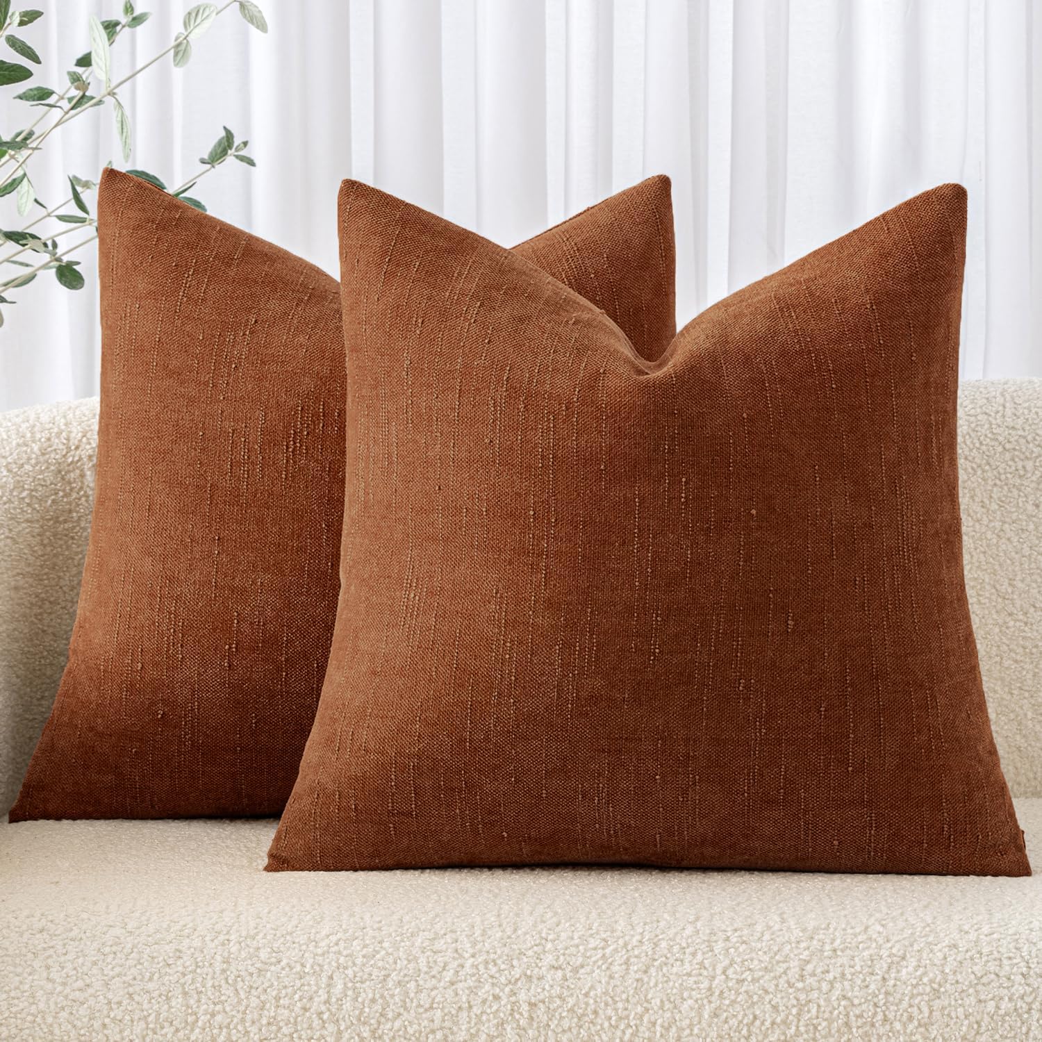 MIULEE Pack of 2 Decorative Throw Pillow Covers Soft Chenille Throw Pillows Solid Textured Cushion Covers for Couch Sofa Bedroom Living…
