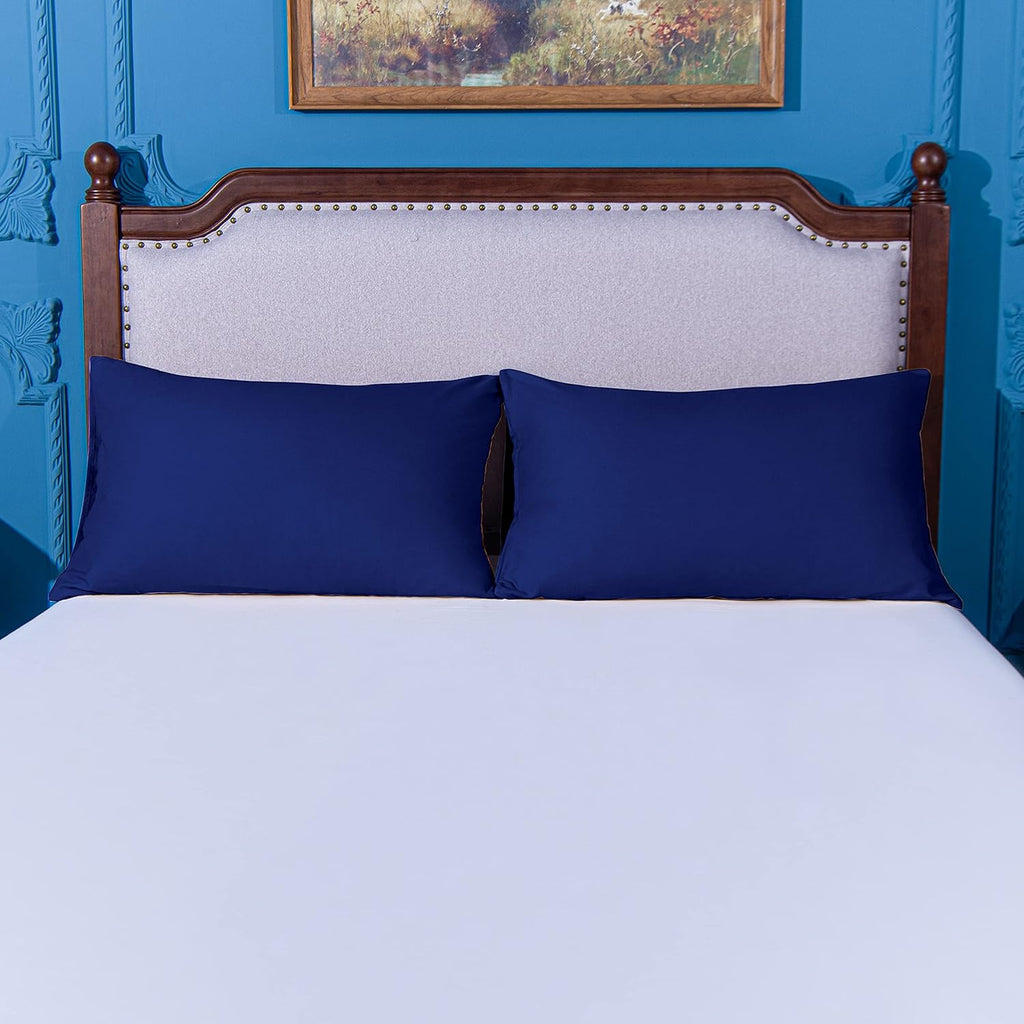 Ntbay King Pillowcase Set - 2 Pack Brushed Microfiber 20x40 Pillowcases - Soft, Wrinkle-Free, Fade-Resistant, Stain-Resistant, Navy Blue Pi…