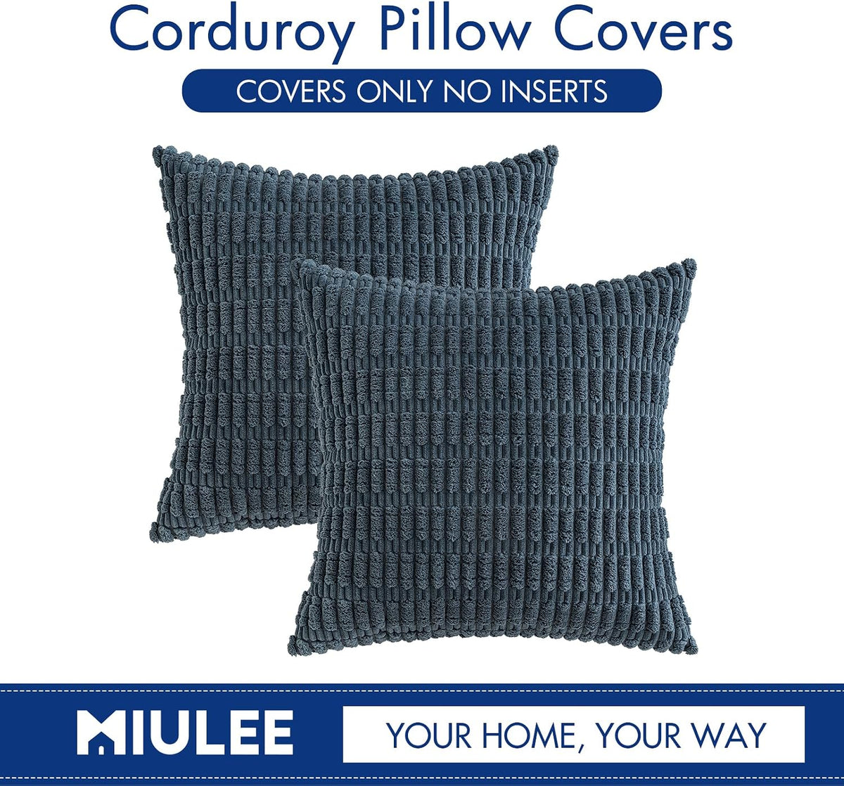 Miulee Pack of 2 Corduroy Decorative Throw Pillow Covers 18x18 Inch Soft Boho Striped Pillow Covers Modern Farmhouse Home Decor for Summer…