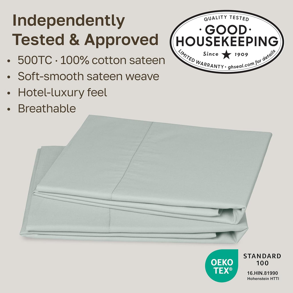 CALIFORNIA DESIGN DEN Soft & Silky 500 Thread Count 100% Cotton is Cool & Smooth, Pillowcases Standard Set of 2 Fits Standard & Queen…