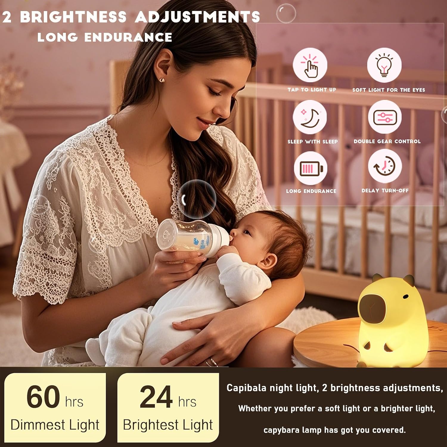 Cute Capybara Night Light, LED Squishy Animal Night Lamp, Soft Silicone Novelty Nightlight, Kids Funny Capybara Lamp Gifts,2 Level Dimmable…