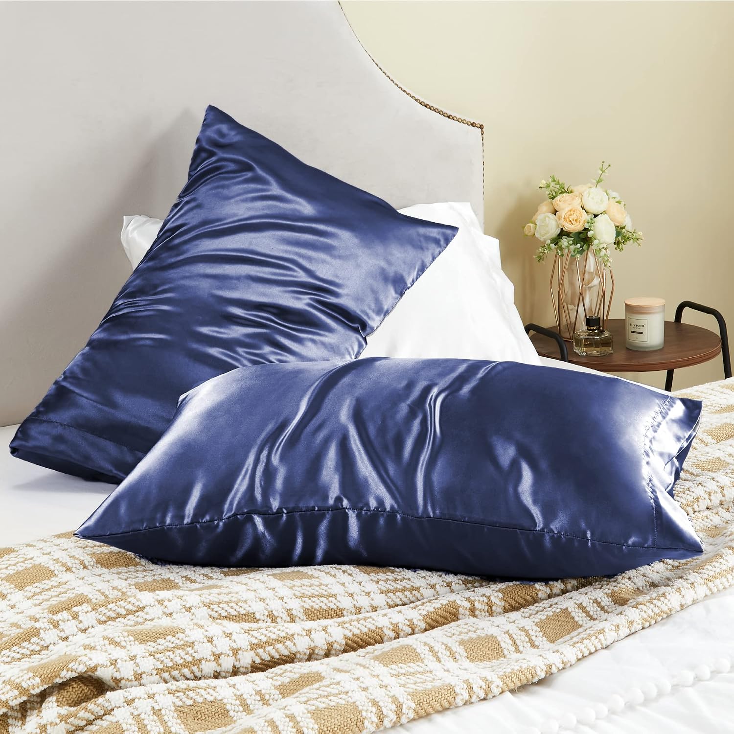 Bedelite Satin Pillowcase for Hair and Skin, Super Soft and Cooling Similar to Silk Pillow Cases 2 Pack with Envelope Closure, Gift for Wom…