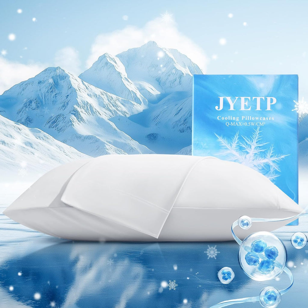 Cooling Pillow Cases 2 Pack King Size Cooling Pillowcases for Hot Sleeper Q-Max>0.5, Hydrates Skin & Hair, Reduces Wrinkles & Frizz, Soft…