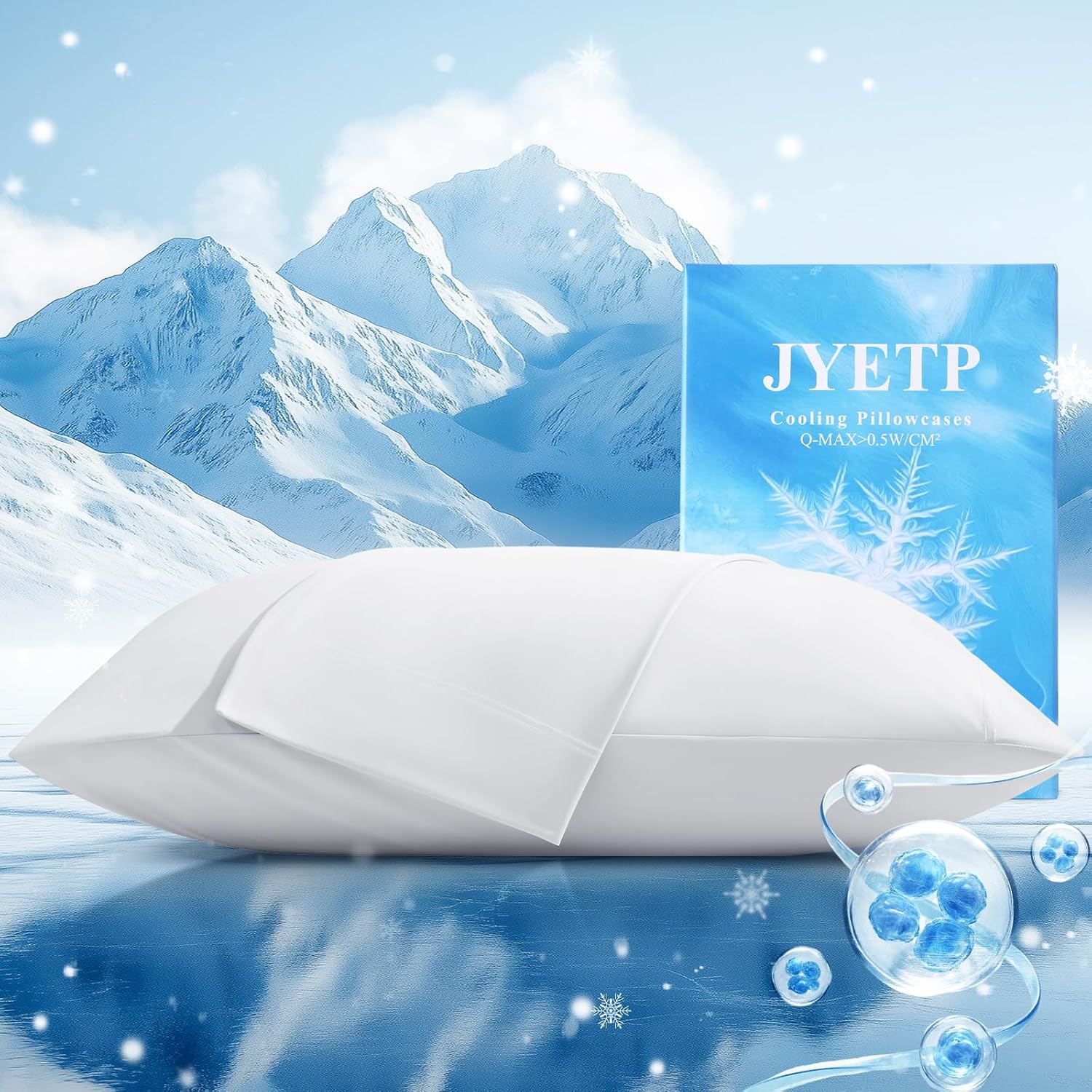 Cooling Pillow Cases 2 Pack King Size Cooling Pillowcases for Hot Sleeper Q-Max>0.5, Hydrates Skin & Hair, Reduces Wrinkles & Frizz, Soft…