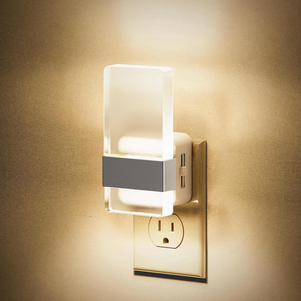JandCase Night Lights Plug into Wall, Dusk to Dawn Sensor, 3000K Soft White LED, Acrylic Design, 0-100lm Adjustable Brightness, for…