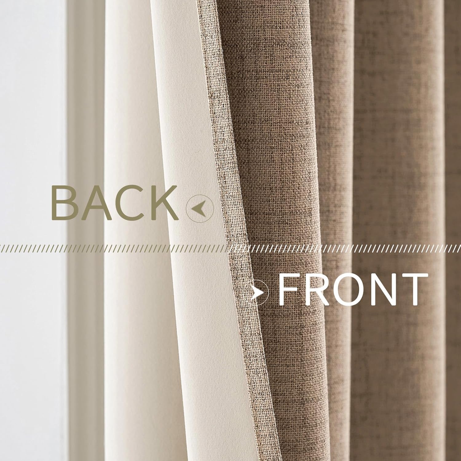 Miulee 100% Blackout Linen Textured Curtains for Bedroom Solid Thermal Insulated Copper Brown Grommet Room Darkening Curtains & Drapes Luxu…