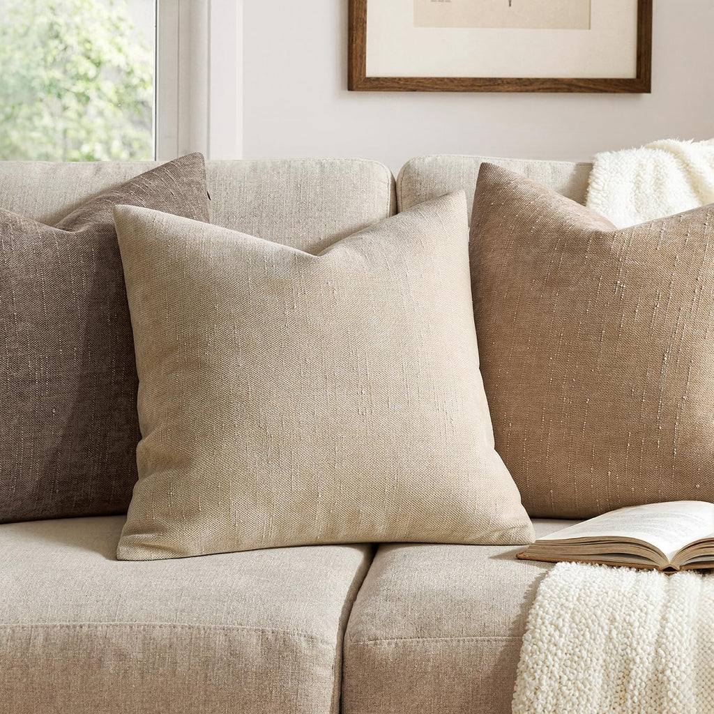 MIULEE Pack of 2 Decorative Throw Pillow Covers Soft Chenille Throw Pillows Solid Textured Cushion Covers for Couch Sofa Bedroom Living…