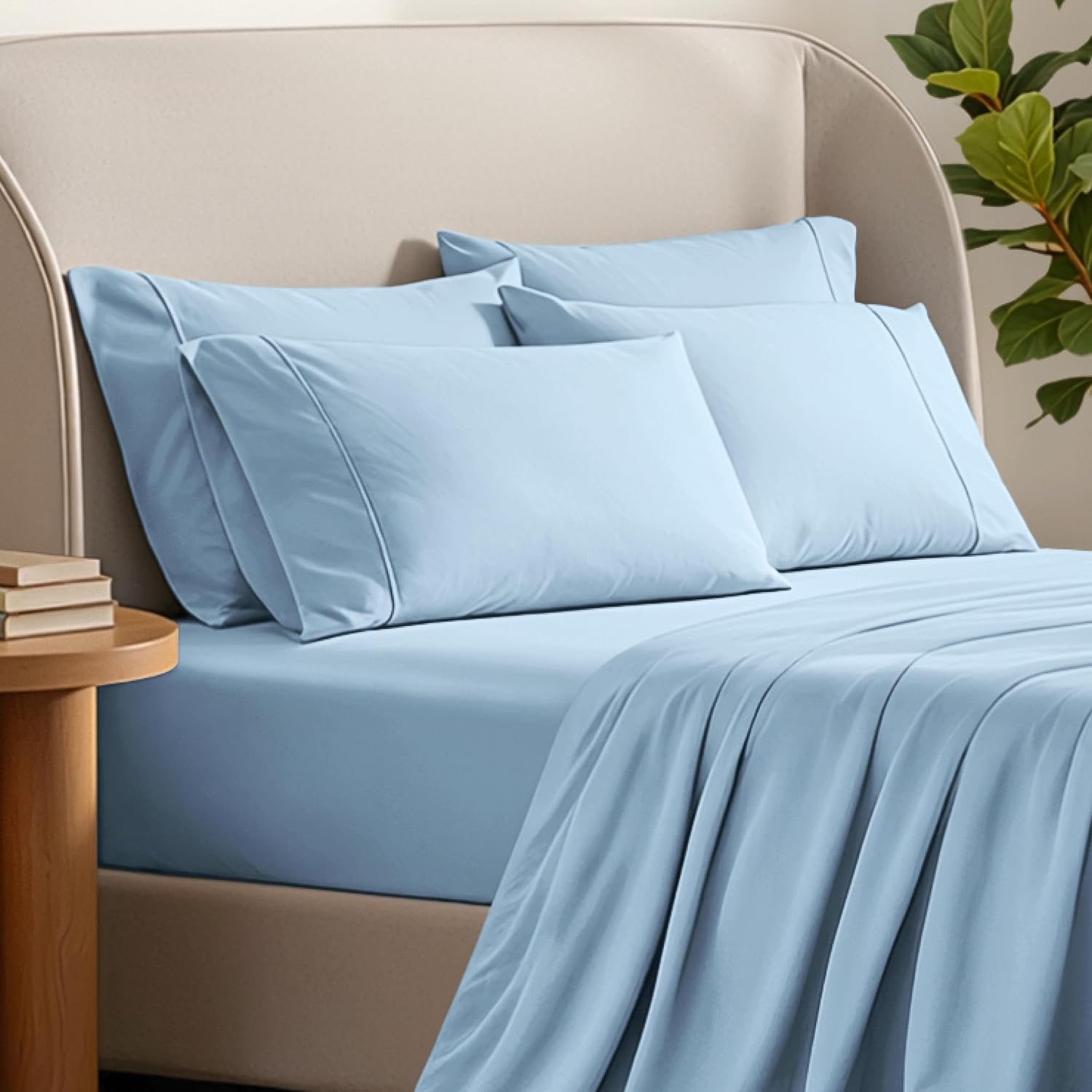 BareHome Bare Home Microfiber King Pillowcase Set of 4 - Light Blue, 20x40 Blue