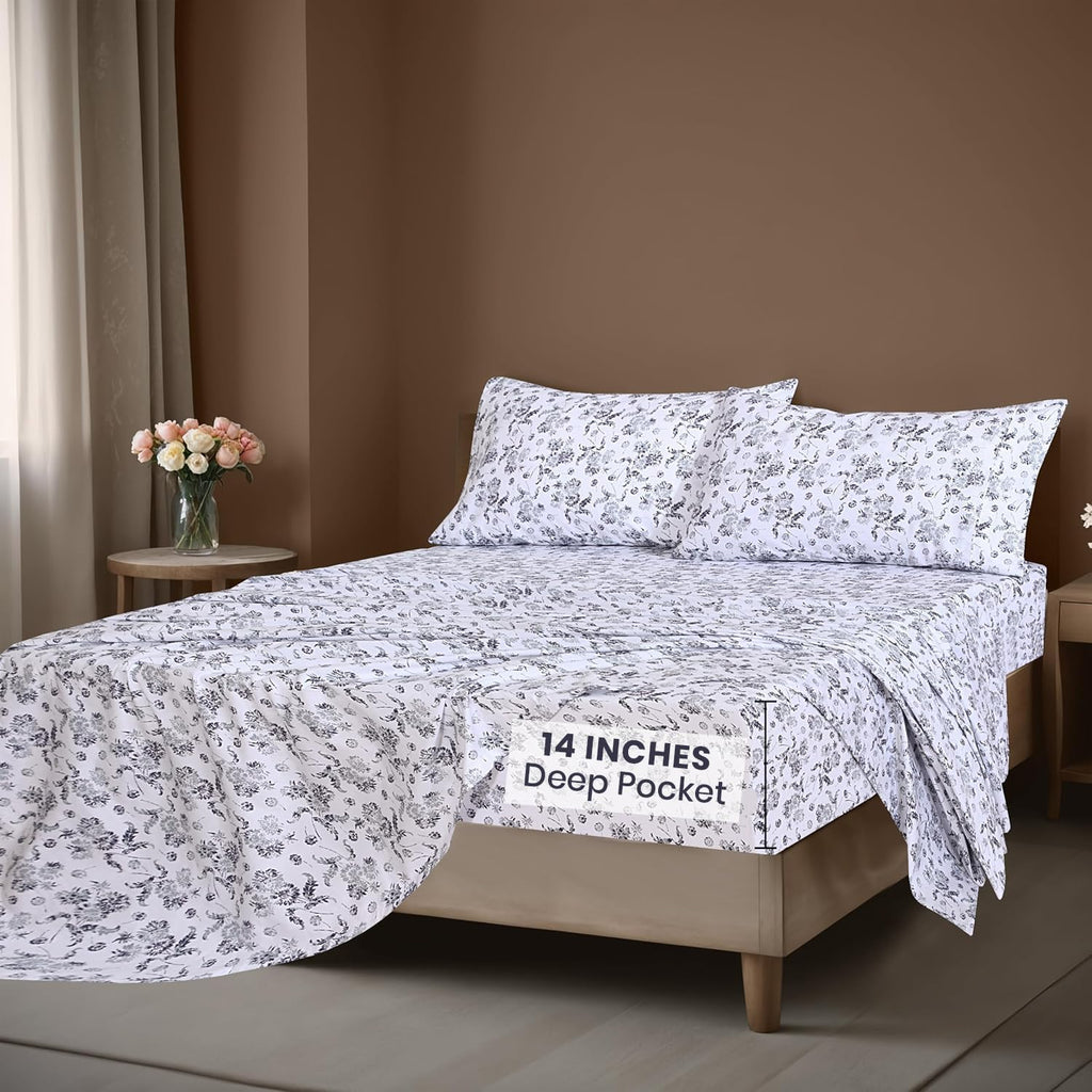 Zoyer 100% Cotton Sheets – California King Percale Bedding, Cooling & Breathable, Durable with a Crisp, Soft & Comfortable Feel, 14" Deep P…