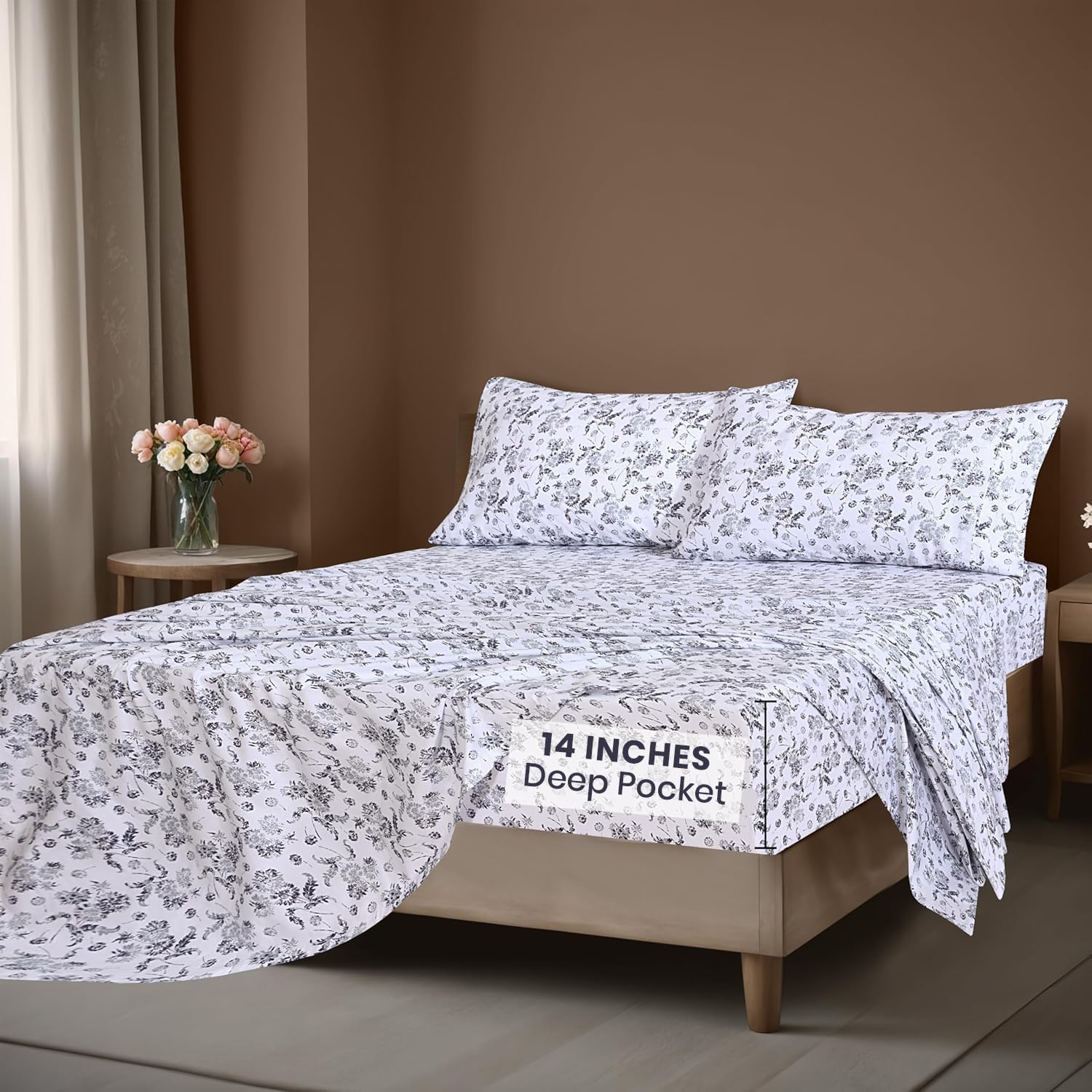 Zoyer 100% Cotton Sheets – California King Percale Bedding, Cooling & Breathable, Durable with a Crisp, Soft & Comfortable Feel, 14" Deep P…