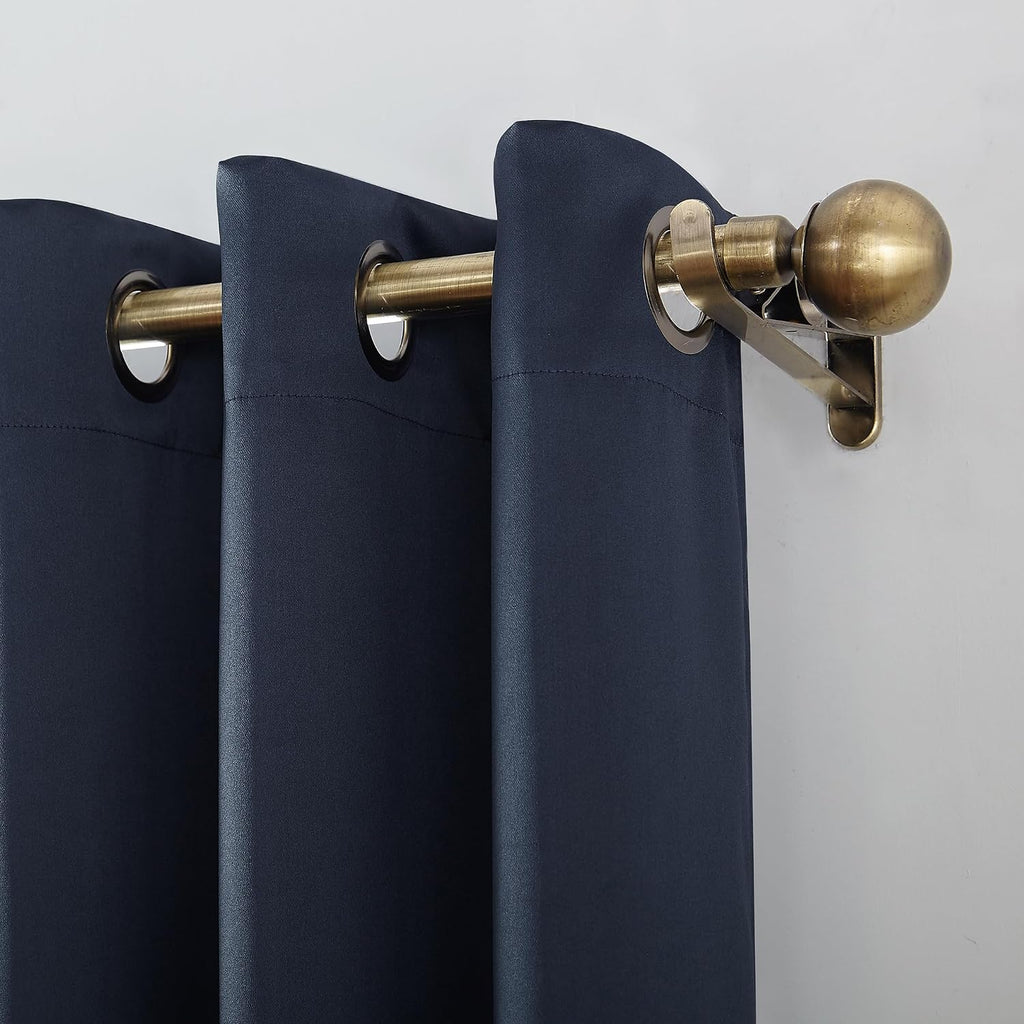 Sun Zero Nordic 2-Pack Theater Grade Noise Reducing Extreme 100% Blackout Grommet Curtain Panel Pair, 52" x 54, Navy Blue