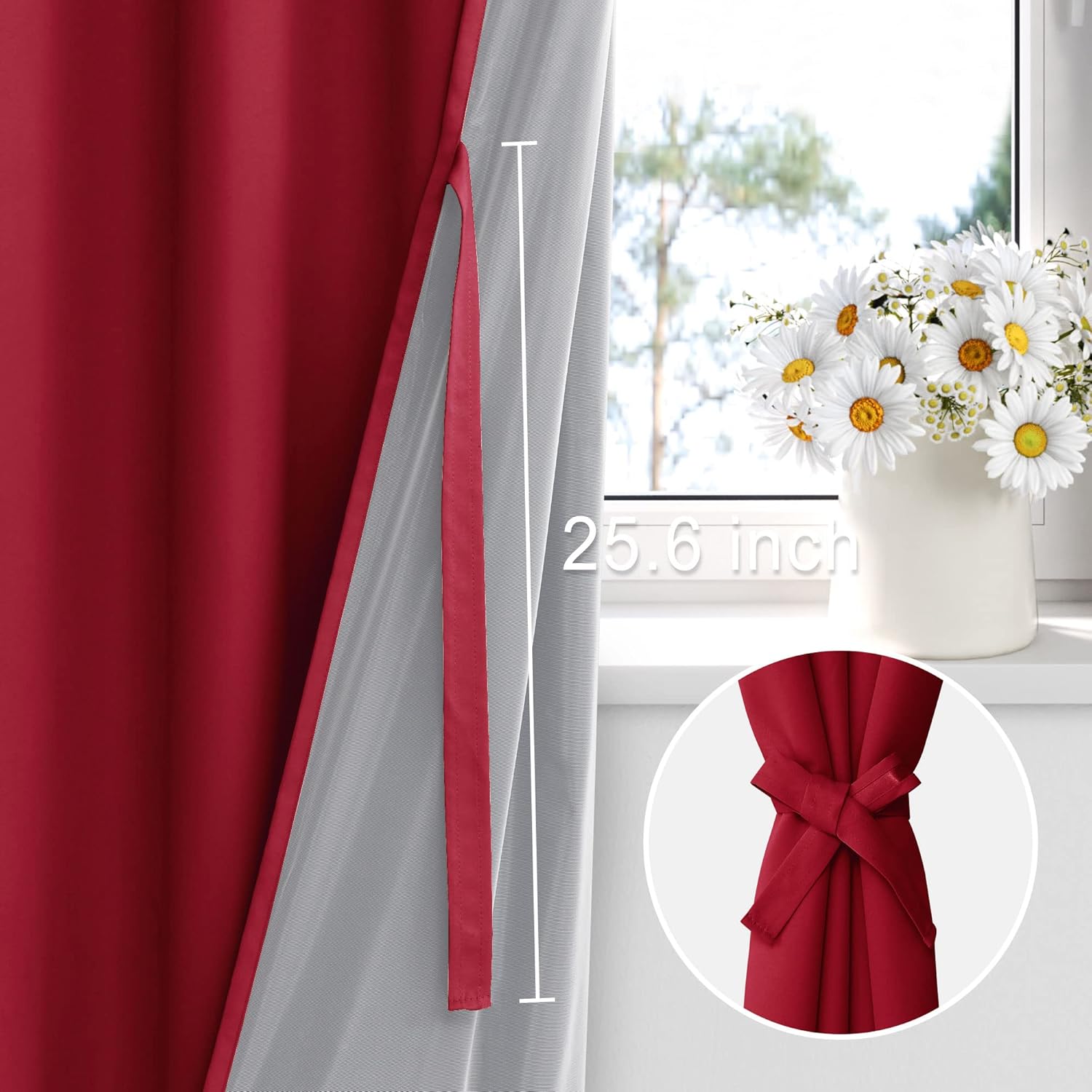 Xwzo 100% Blackout Curtains 2 Panels with Tiebacks- Heat and Full Light Blocking Thermal Insulated Window Panels with Grommets for Basement…