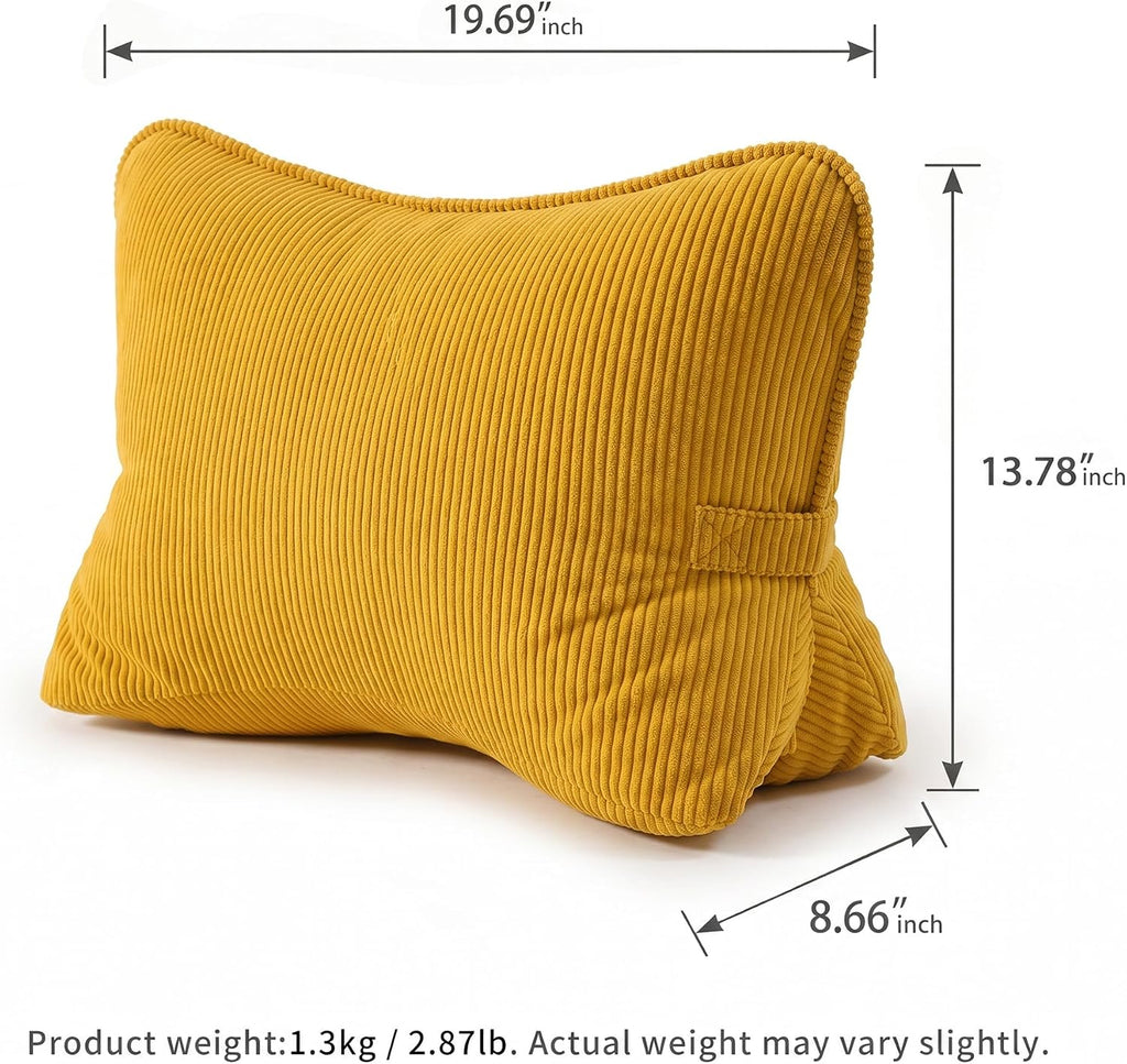 Ailuteie Pat. Pend. Corduroy Reading Back Pillow with Lumbar Support, Triangle Backrest Cushion for Bed Sitting & Relaxing, Support Pillow…