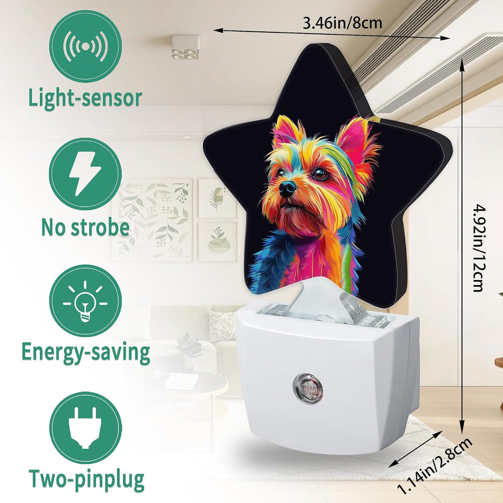 Colorful Dog Plug in Star Night Light, Night Light with Sensor for Kids Nursery Bedroom, Decorative Soft Glow Lamp for Hallway Bathroom…