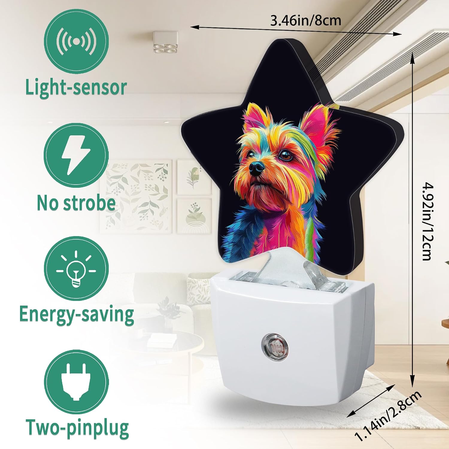 Colorful Dog Plug in Star Night Light, Night Light with Sensor for Kids Nursery Bedroom, Decorative Soft Glow Lamp for Hallway Bathroom…
