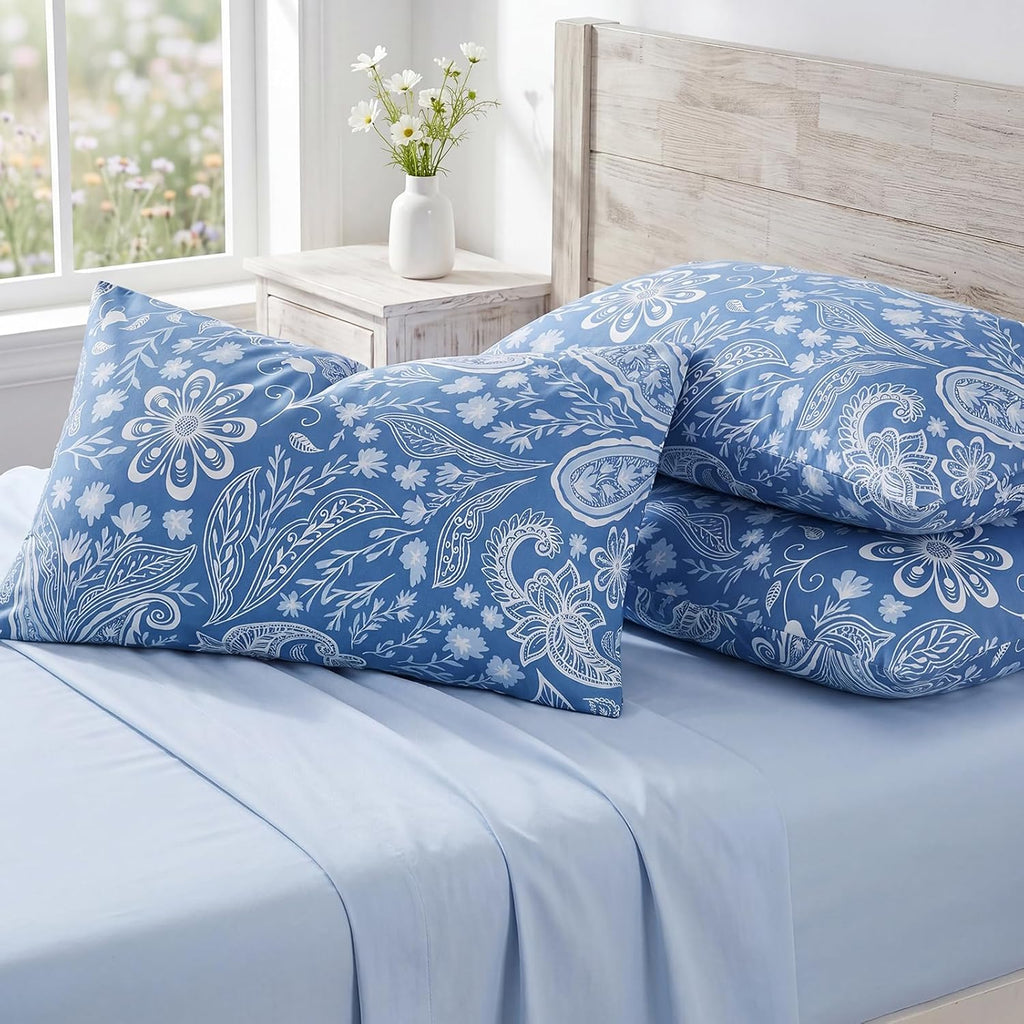 Bedorm Standard Size Pillow Cases Set of 2 Paisley Floral Pillow Covers Soft & Breathable 100% Cotton Pillowcases Boho Chic Decorative Pill…