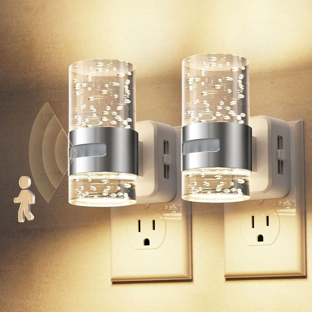 L LOHAS LED Motion Sensor Night Light, Dimmable Night Lights Plug into Wall, 2 Pack 3000K Night-Lights with 0-100 LM Adjustable, Acrylic…