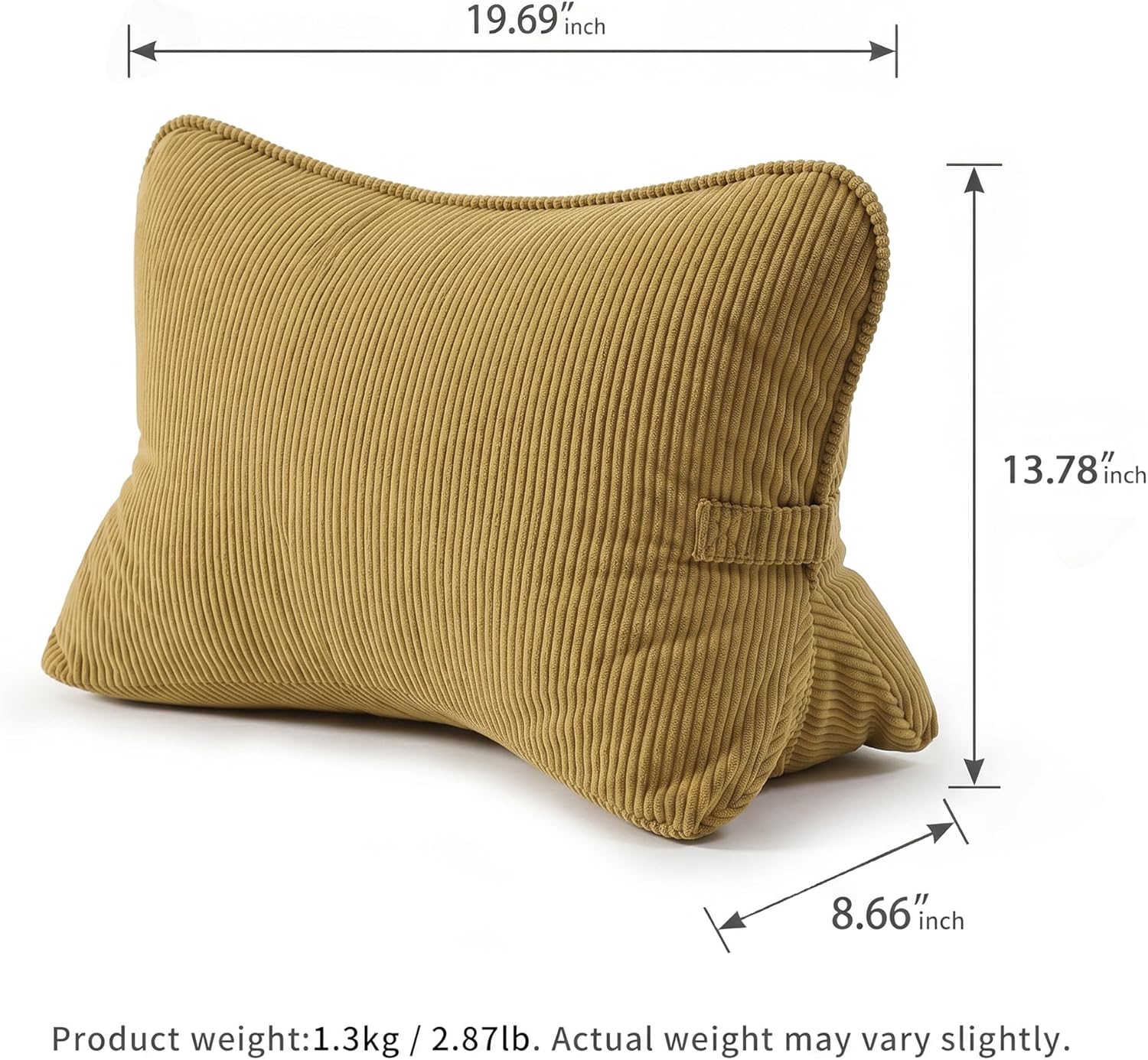 Ailuteie Pat. Pend. Corduroy Lumbar Support Back Pillow for Reading & Lounging, Ergonomic Triangle Cushion for Sofa, Armchair & Bed Sitting…