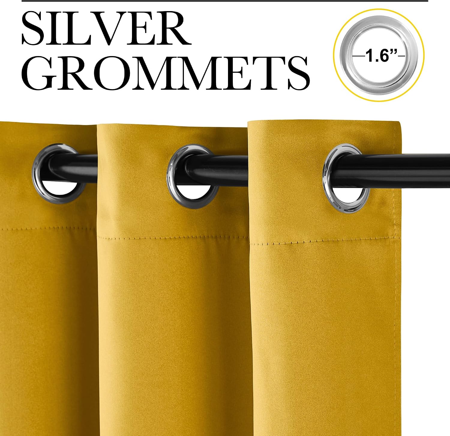 NICETOWN Gold Blackout Cafe Faux Silk Curtains for Small Windows, 42" Wide by 63" Long, 2 Panels, Grommet Privacy Blackout Satin Drapes…