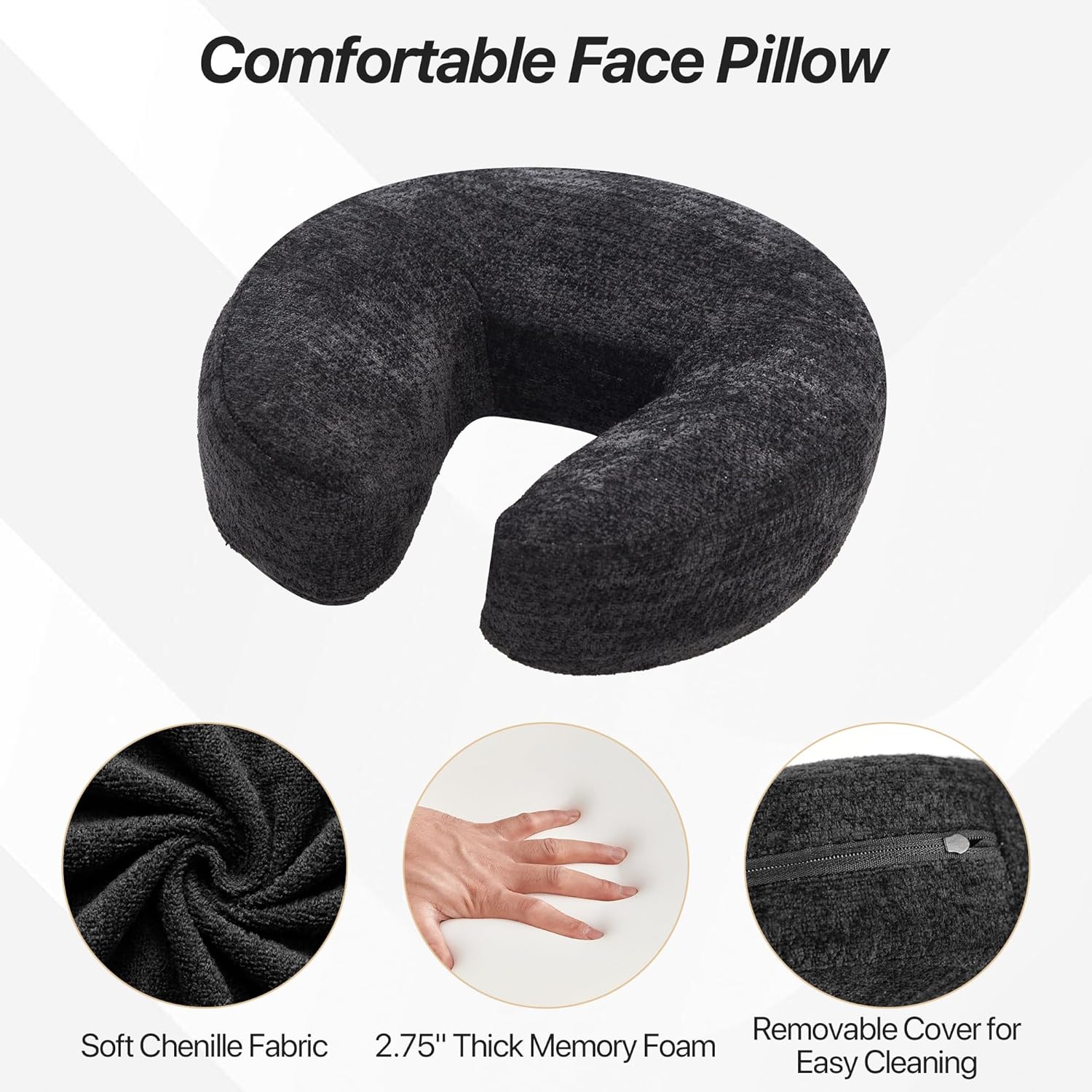 KCC Adjustable Massage Face Cradle for Bed, Home Massage Kit for Sleeping Mattress, Portable Massage headrest with Memory Foam Pillow…