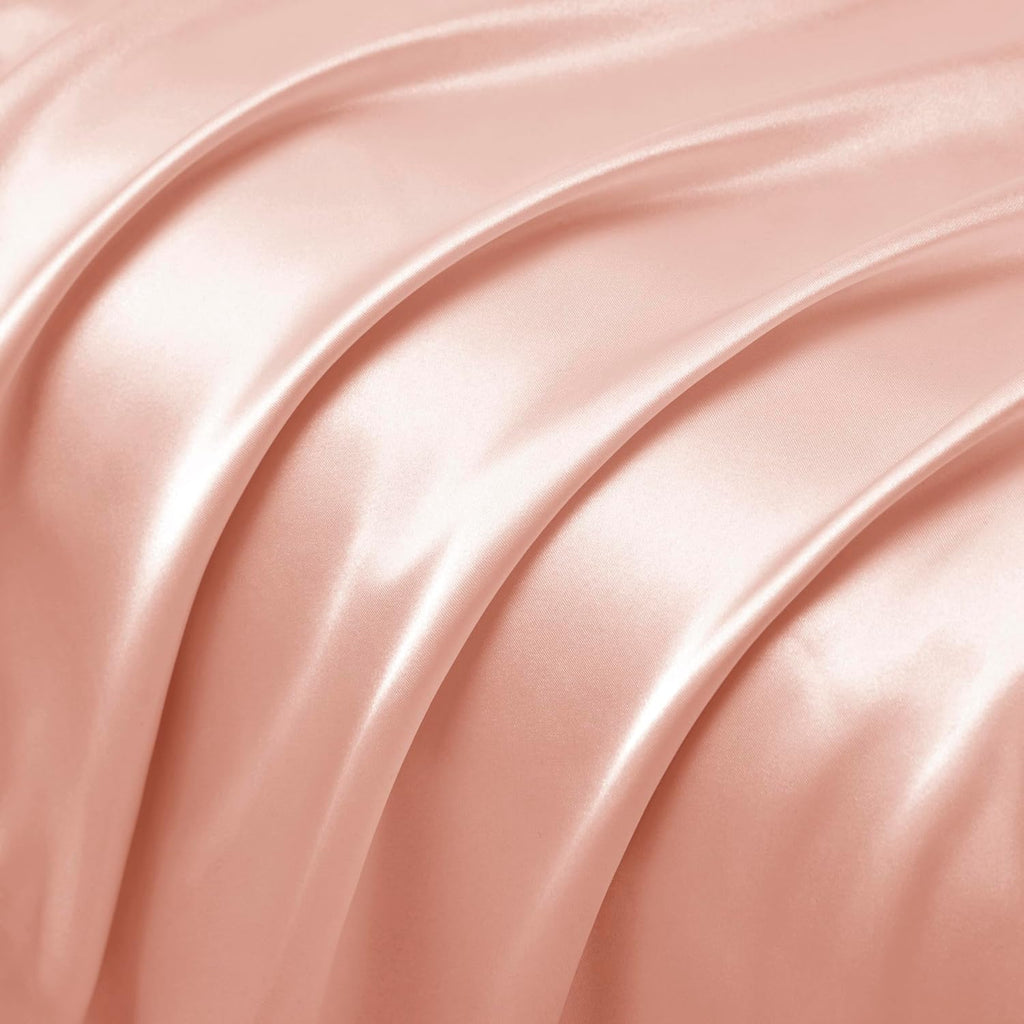 HommxJF Silky Satin Ruffled Pillow Cases for Hair and Skin, Rose Gold Silk Pillowcases Standard Set of 2 with Envelope Closure Princess Room…