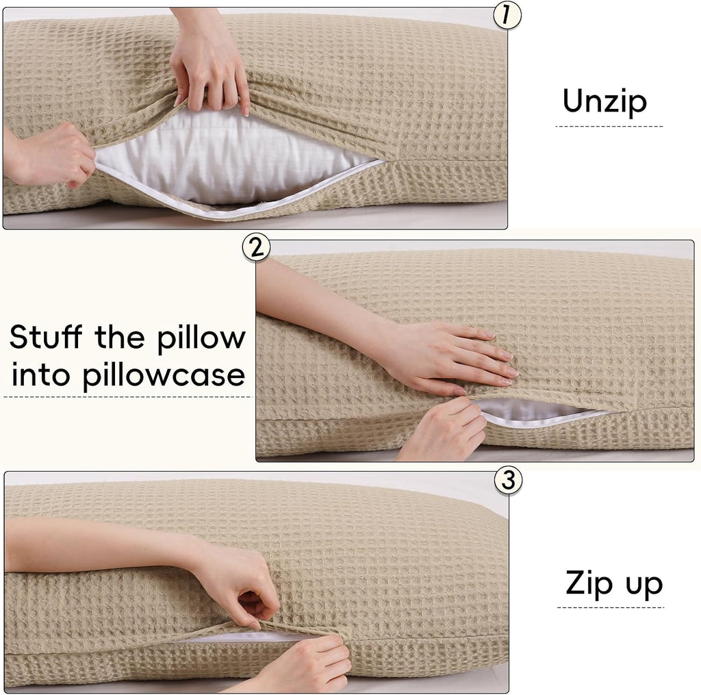 Phf Ultra Soft Waffle Weave Body Pillowcase with Zipper, No Insert, 1Pack 20" x 54" Pillow Sham, Breathable & Skin-Friendly Body Pillow cas…