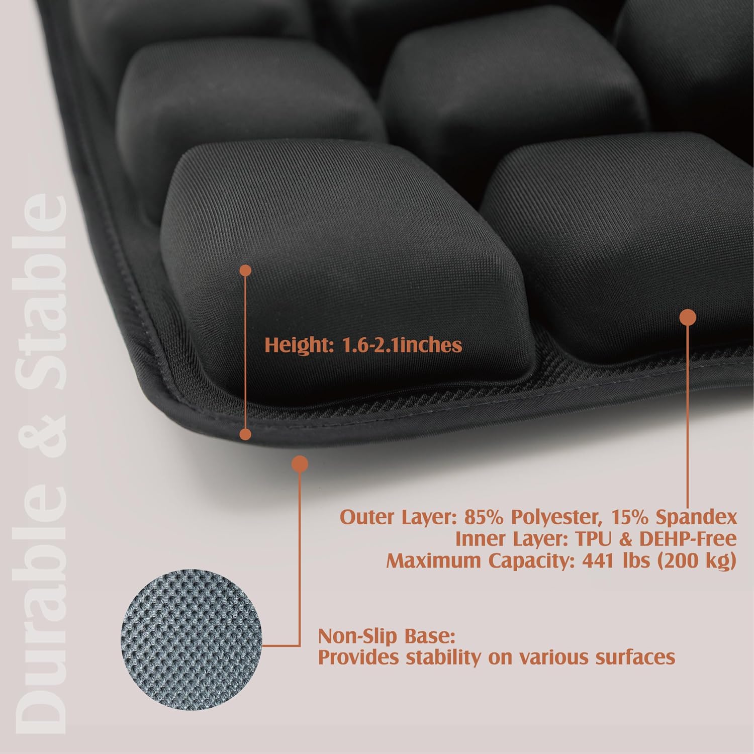 Inflatable Travel Seat Cushion with Built‐in Manual Pump, Adjustable Firmness & Compact Storage –Firm Support for Airplane, Car & Office…