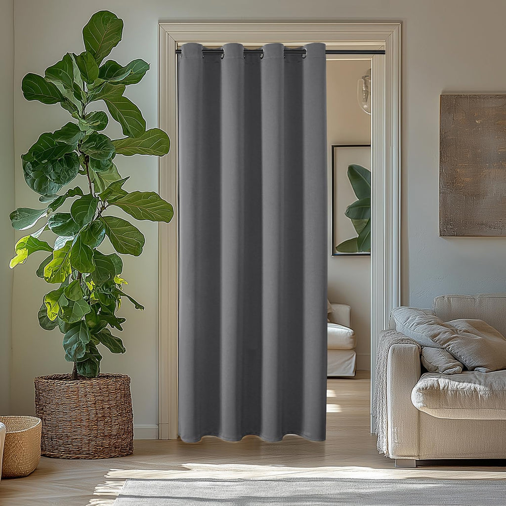 ChrisDowa Blackout Curtains 80 Inches Long for Doorways and Closets, Thermal Insulated Temporary Room Dividers (1 Panel, Grey, 42 x 80 Inch…