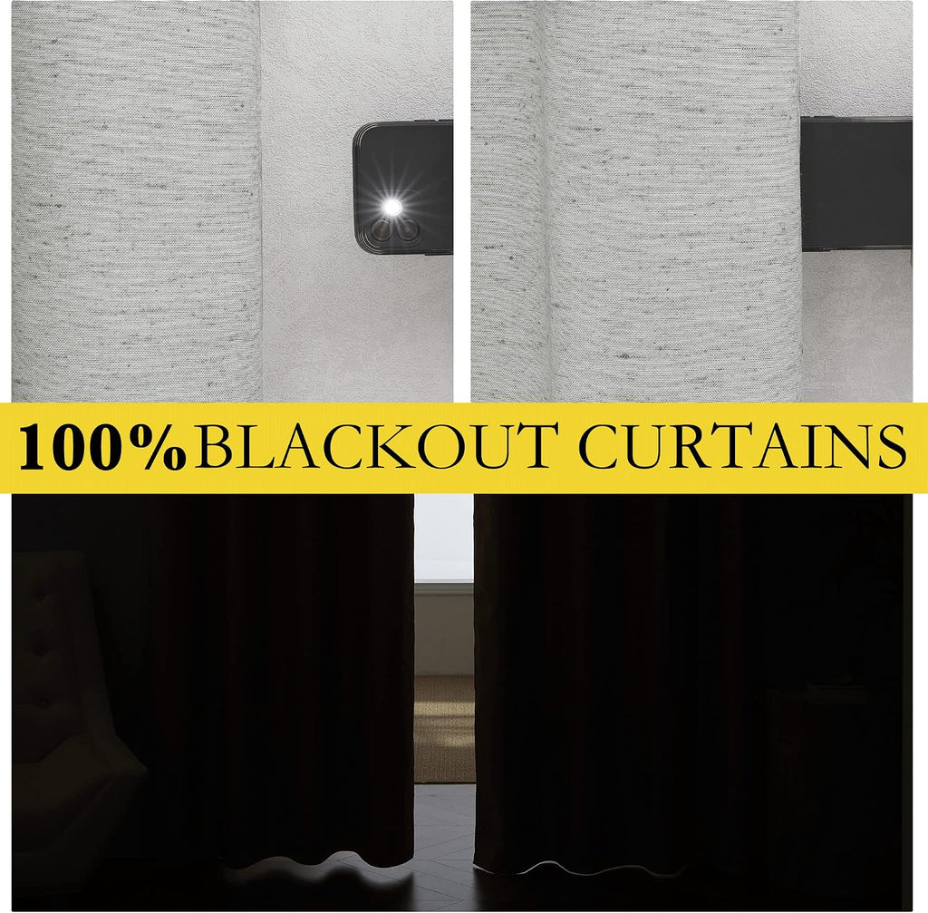 NICETOWN Grey Noise and Lights Block Out Curtains, 2 Panels, 34-inch W by 90-inch L, Thermal Insulated 100% Blackout 2-Layer Lined…