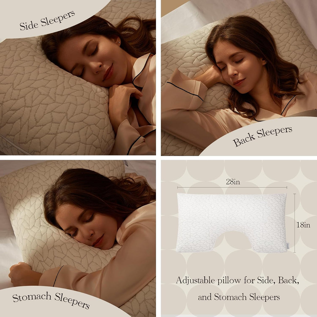 Memory Foam Pillows for Sleeping Adjustable Breathable Bed Pillow for Side, Back, and Stomach Sleepers Washable Pillow Cover Cloud Nest…