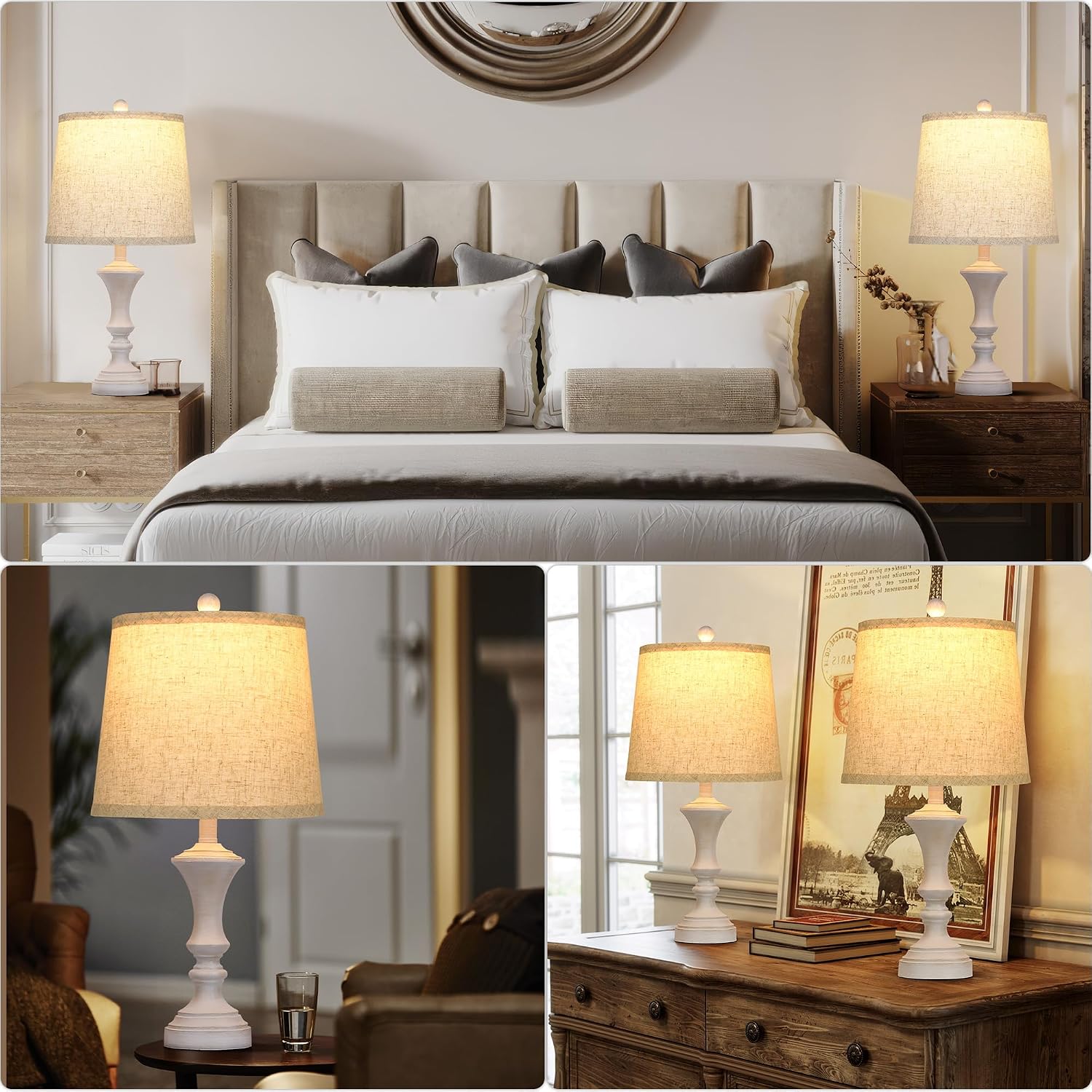 Retro Table Lamps Set of 2 Nightstand Lamp for Bedroom Vintage Rustic Table Lamps for Living Room Traditional Nightstand Bedside Lamps…