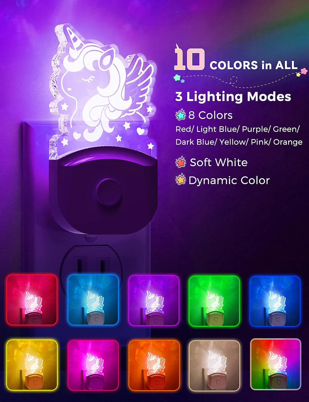 Plug in Night Light - Gift for Girls, LOHAS Cute Night Light with Dusk to Dawn, Color Changing, Birthday Gift Nightlight for Girls, Kids…