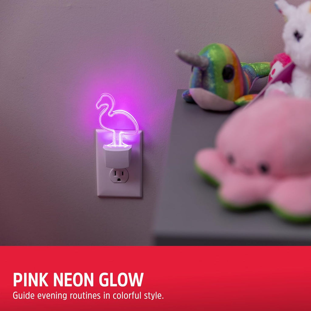 Energizer Flamingo Night Light, Neon, Auto On/Off, Pink