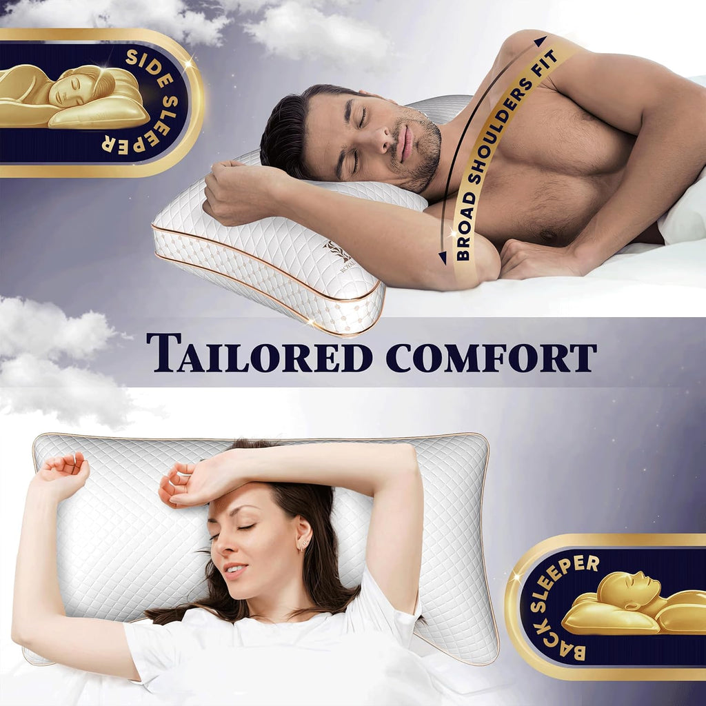 Royaltherapy Royal relaxation Queen 4-Pack Memory Foam Pillow, Adjustable Shredded Odor-Free Cut-Out Bed Pillow for Neck & Shoulder…