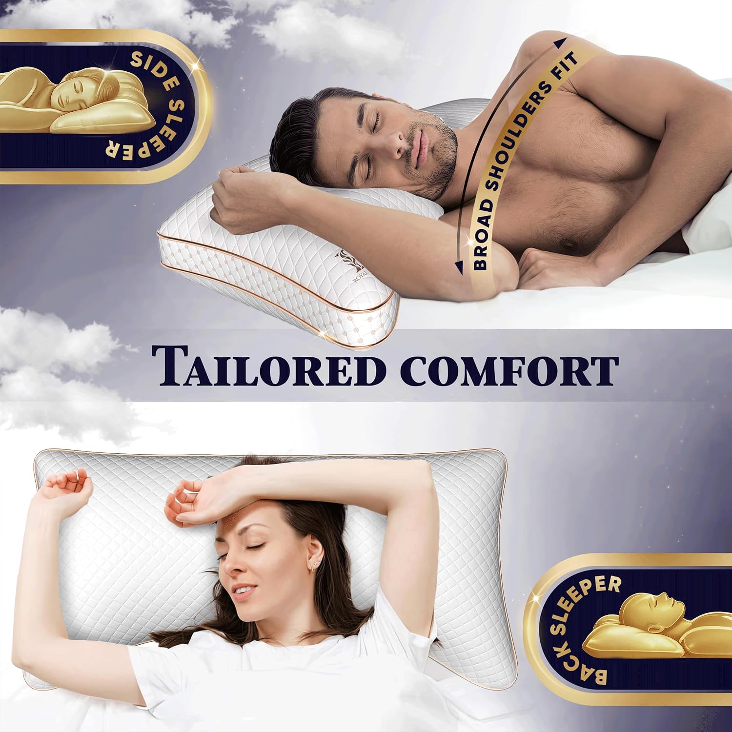 Royaltherapy Royal relaxation King 4-Pack Memory Foam Pillow, Adjustable Shredded Odor-Free Cut-Out Bed Pillow for Neck & Shoulder…