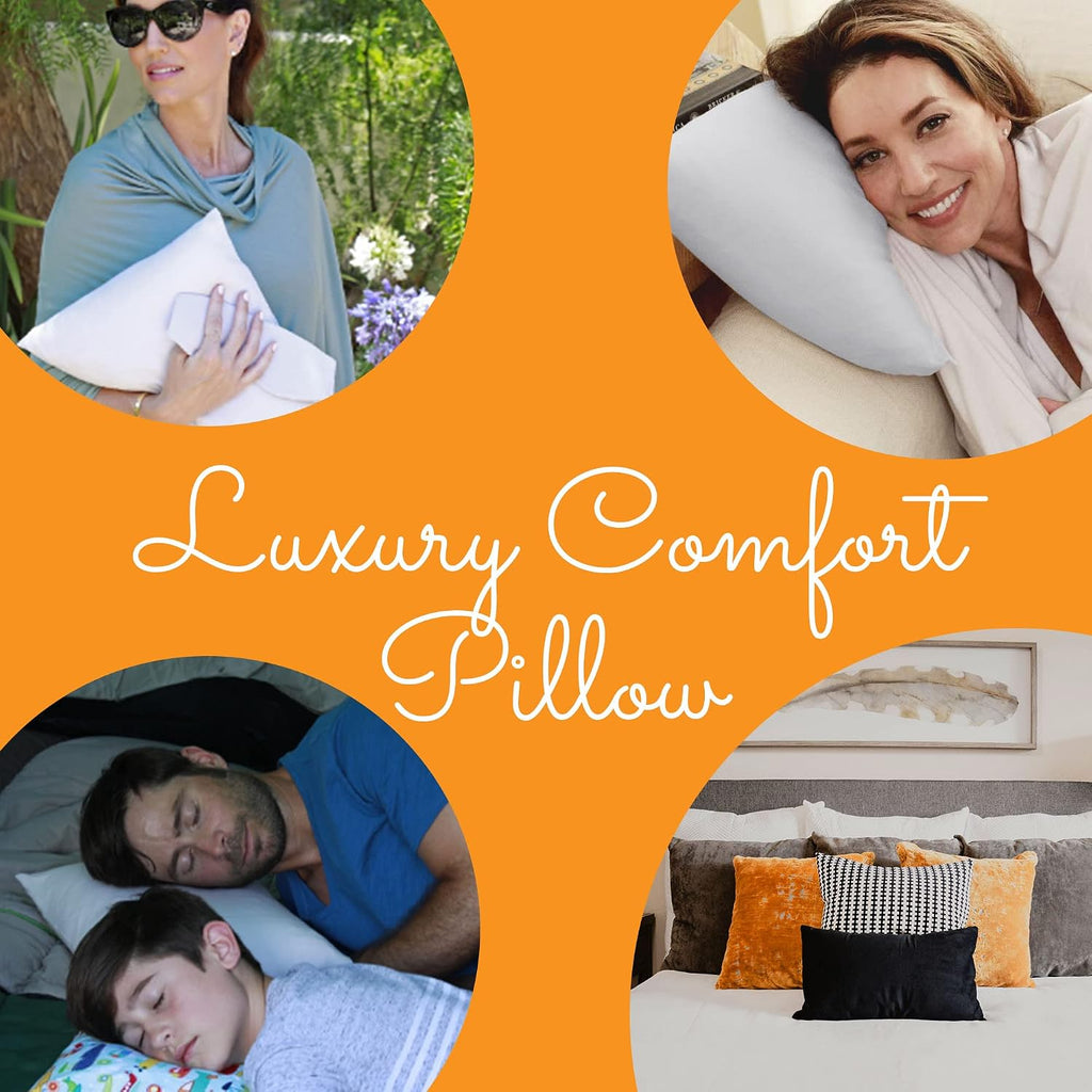 Happyluxe Odyssey Travel Pillow for Long Flights - Soft, Small, Alternative to Down and Memory Foam. 17 x 13in - Made in The USA, Silver…