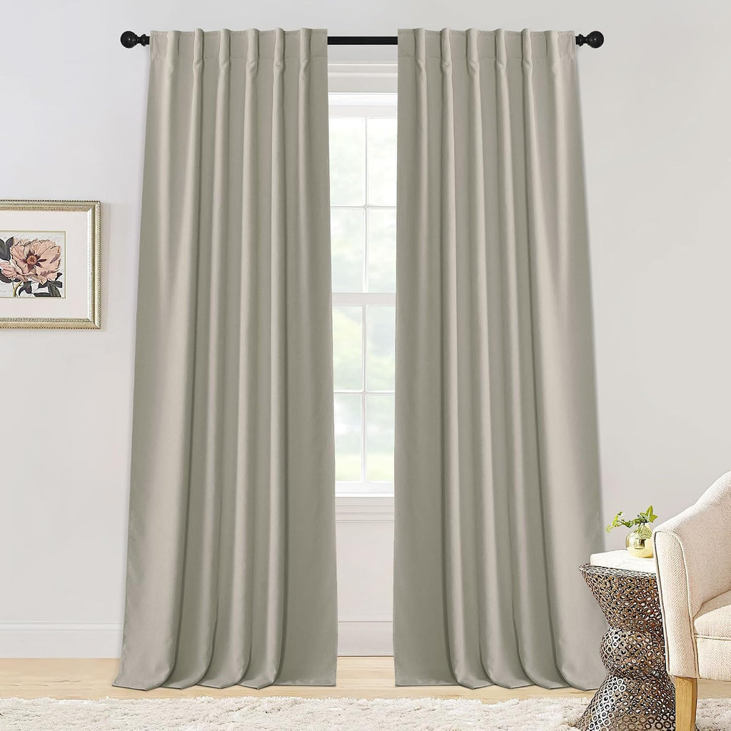 Nicetown Chenille Velvet Curtains 96 inches Length 2 Panels - Luxury Room Darkening Curtains for Bedroom Living Room Thermal Insulated Rod…