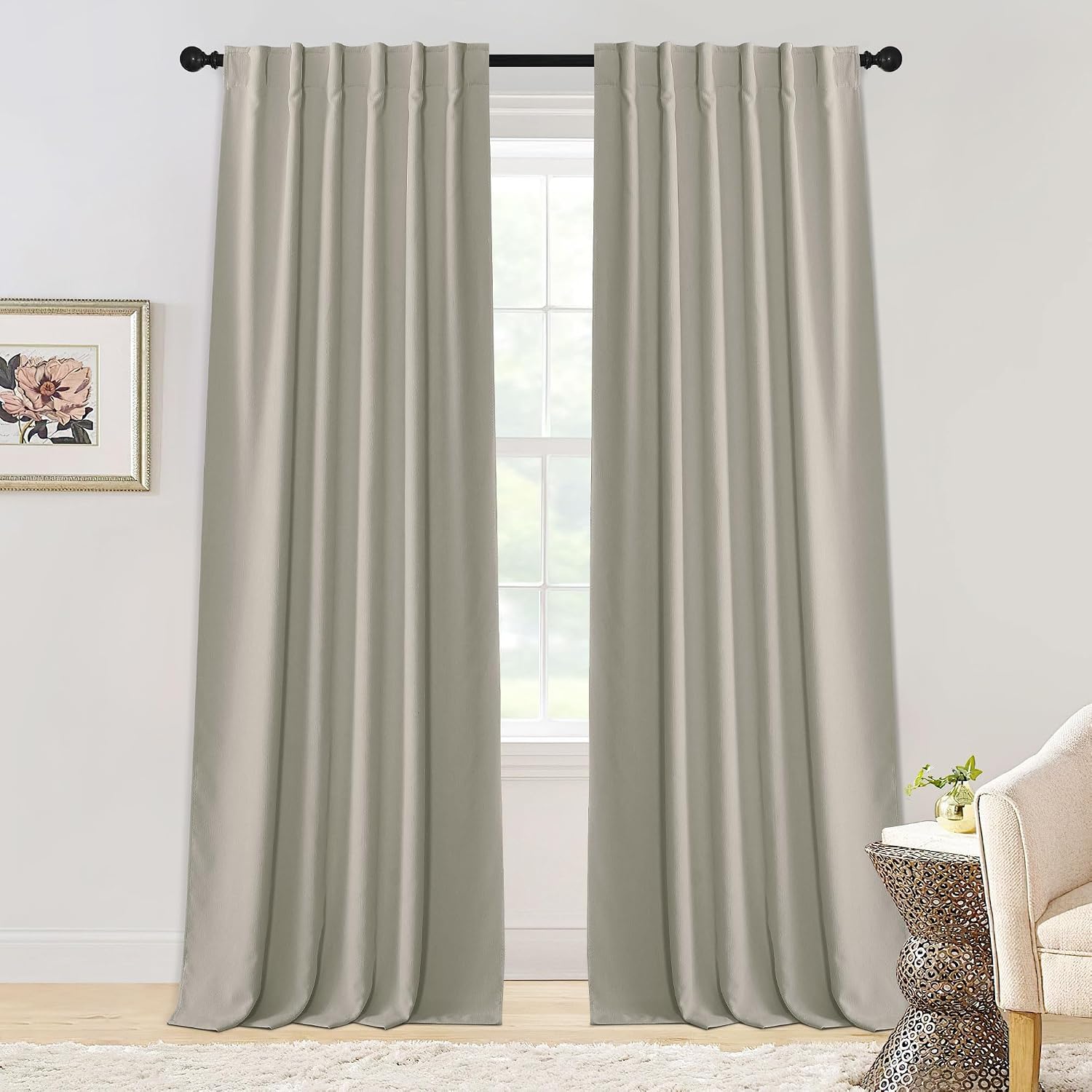 Nicetown Chenille Velvet Curtains 96 inches Length 2 Panels - Luxury Room Darkening Curtains for Bedroom Living Room Thermal Insulated Rod…