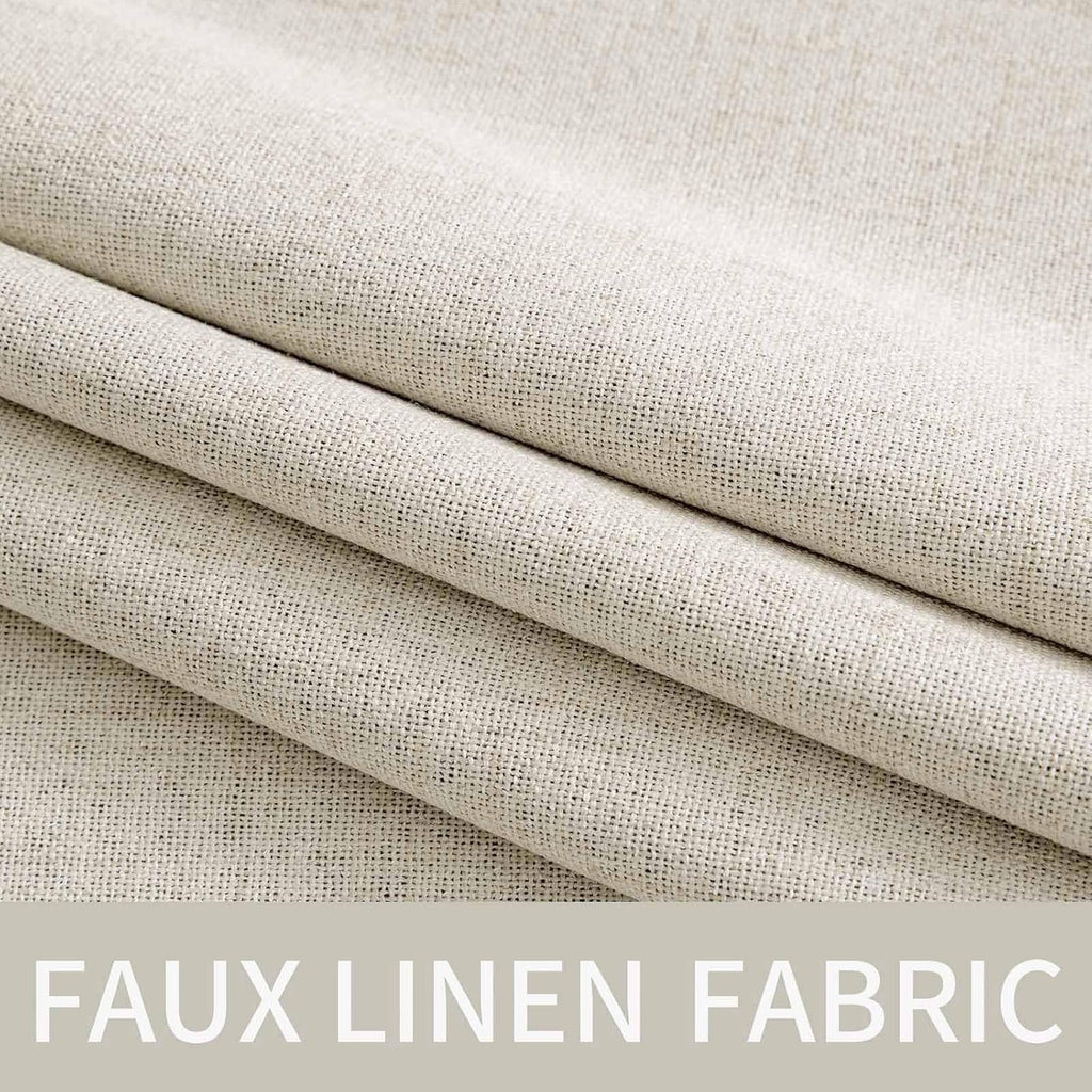 Miulee Linen Texture Curtains for Bedroom Solid 100% Blackout Thermal Insulated Linen Beige Curtains Grommet Room Darkening Drapes for Livi…