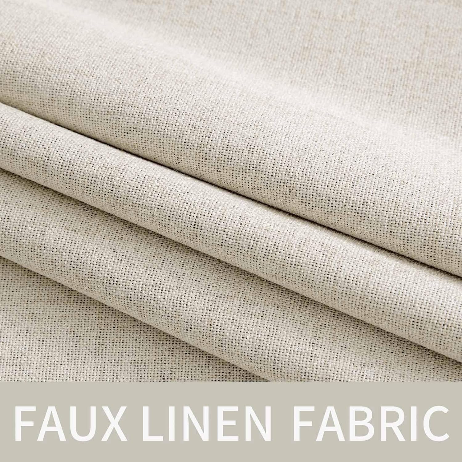 Miulee Linen Texture Curtains for Bedroom Solid 100% Blackout Thermal Insulated Linen Beige Curtains Grommet Room Darkening Drapes for Livi…