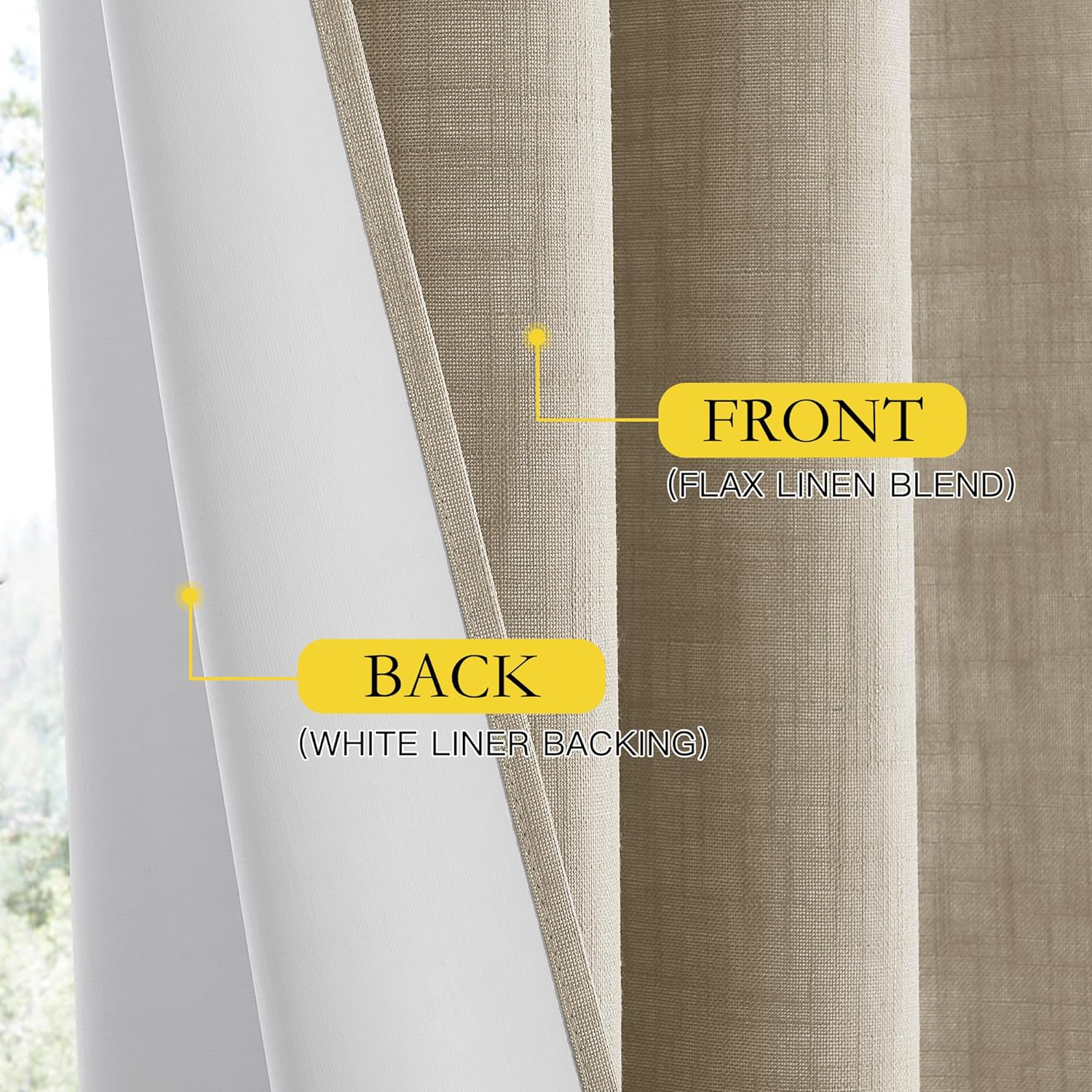 NICETOWN Taupe 100% Blackout Linen Curtains 84 inch Long Burg, Farmhouse Thick Completely Blackout Window Treatment Panels Thermal…