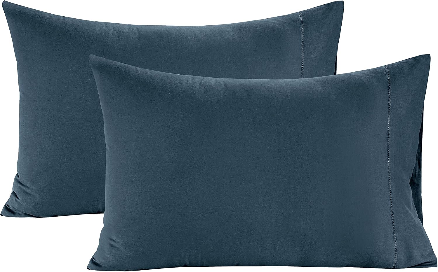 LaneLinen LANE LINEN Pillows Standard Size Set of 2 Soft 100% Egyptian Cotton Sateen Cool & Smooth Pillowcases Queen - Denim Cotton