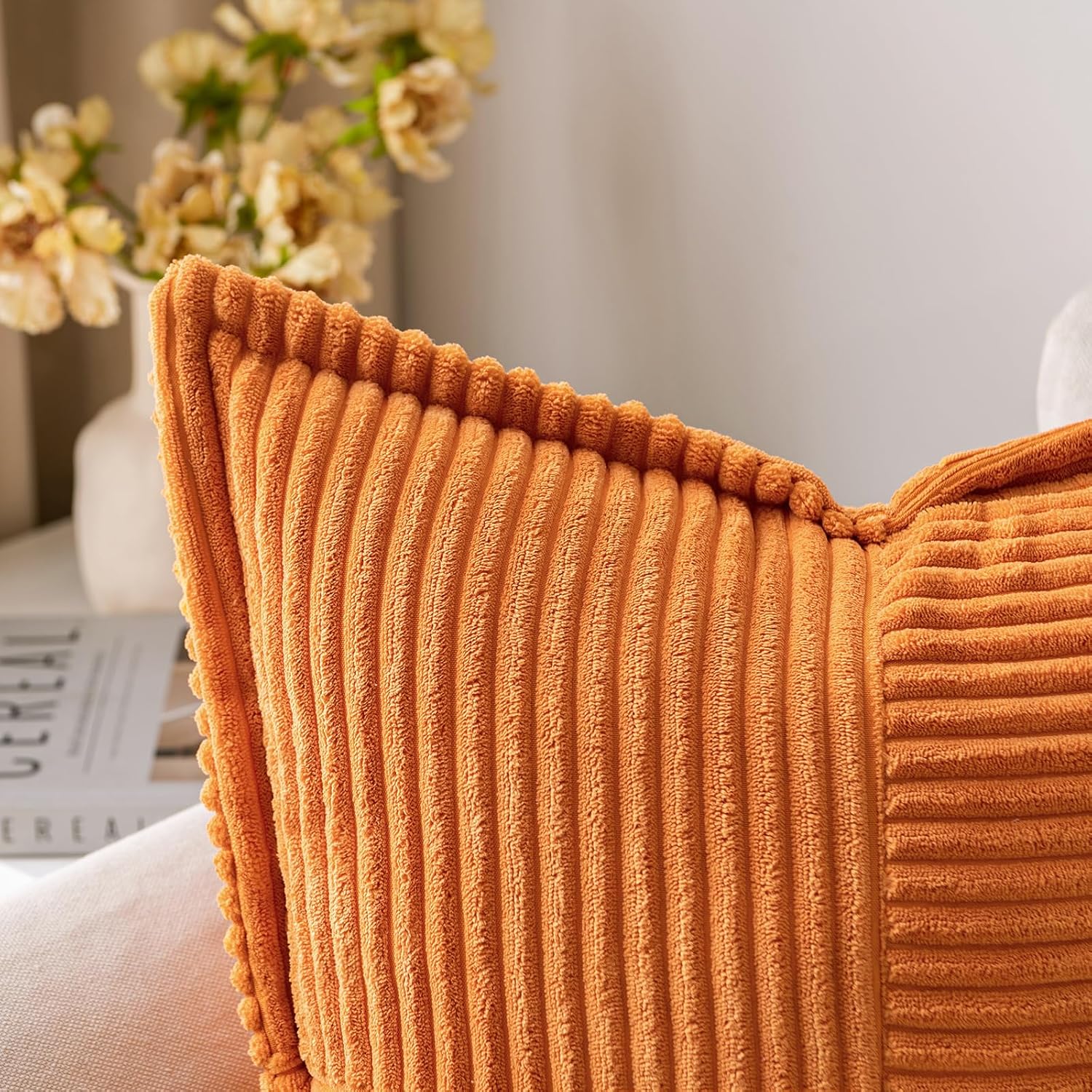 MIULEE Burnt Orange Decorative Throw Pillow Covers for Couch Bed Livingroom 16x16 Inch Set of 2 Boho Accent Throw Pllows Broadside…
