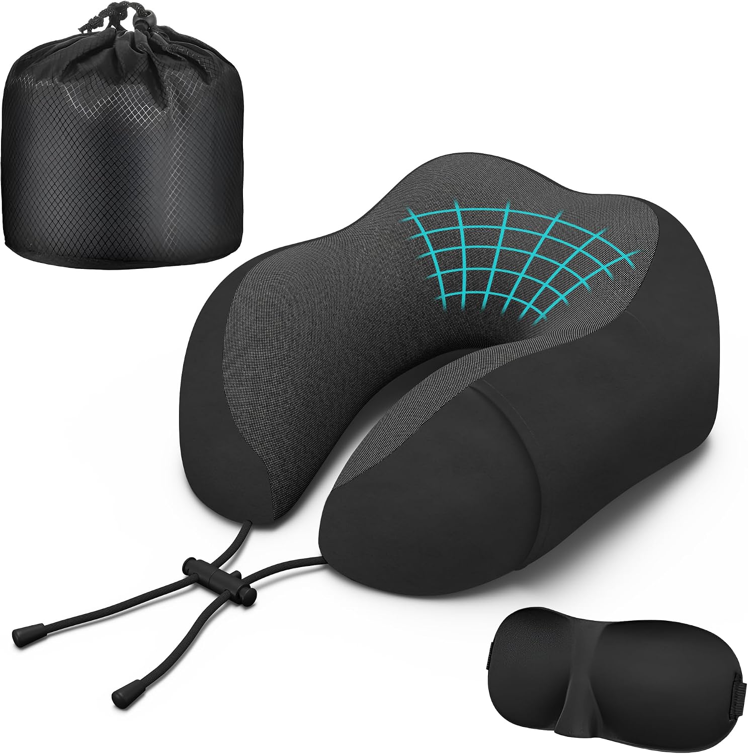 Neck Travel Pillow, Upgraded Memory Foam Pillow for Airplane, Machine Washable, Adjustable Flight Pillow, Suitable for Sleeping Airplane…