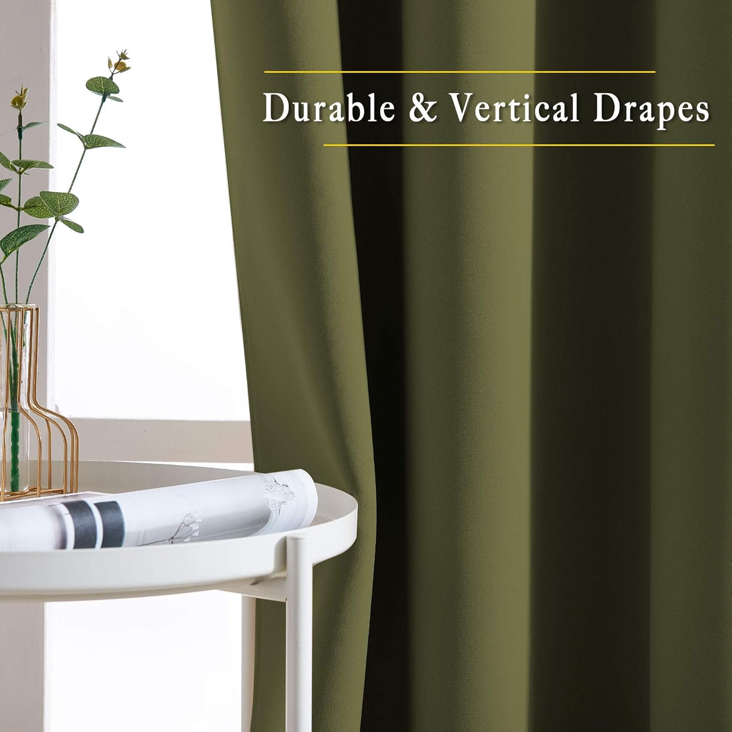 Nicetown Patio Glass Door Panels - (52 inches Wide x 120 inches Long, Olive Green, 1 Pair) Blackout Curtains for Window Decoration, Privacy…