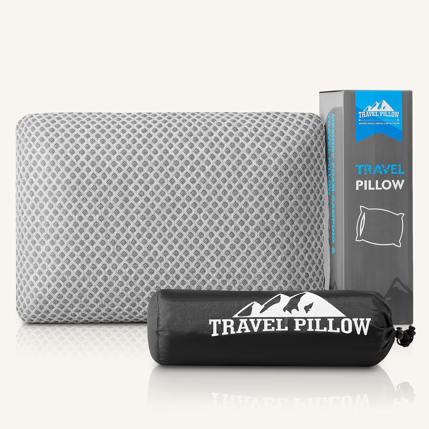 Peujew Travel Pillow Memory Foam Pillows, Camping Pillow-Compressible Medium Firm, Breathable Cover, Ideal Backpacking Hiking, Bed Pillows,…