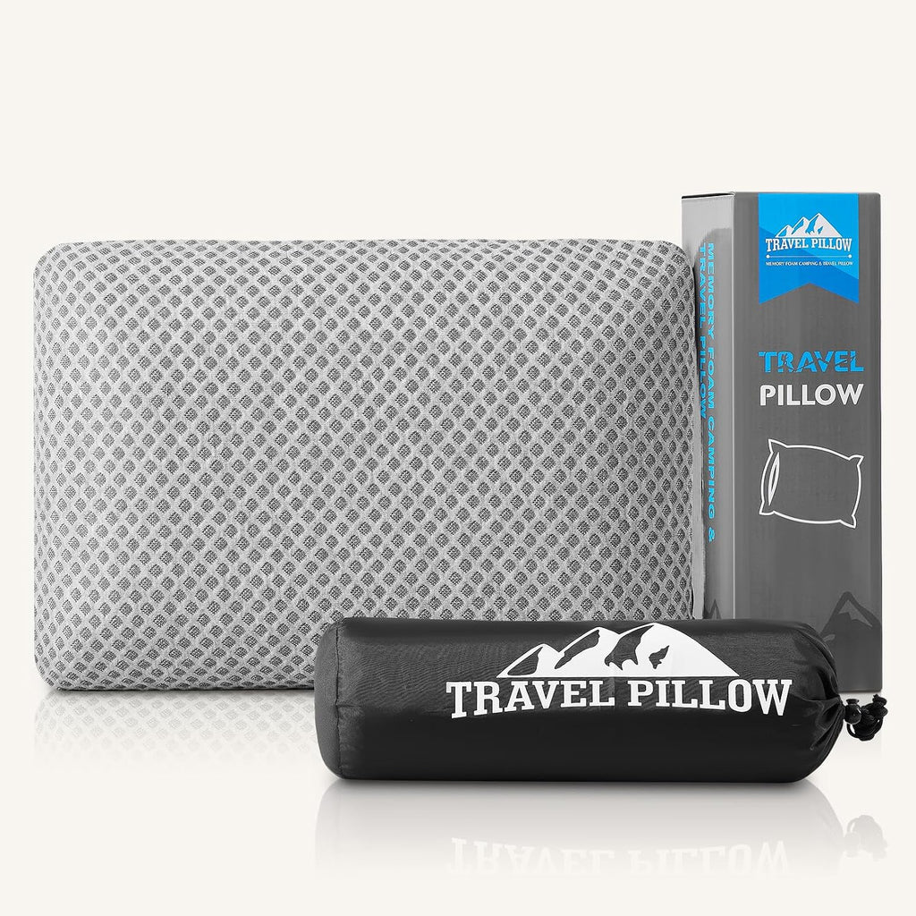 Peujew Travel Pillow Memory Foam Pillows, Camping Pillow-Compressible Medium Firm, Breathable Cover, Ideal Backpacking Hiking, Bed Pillows,…