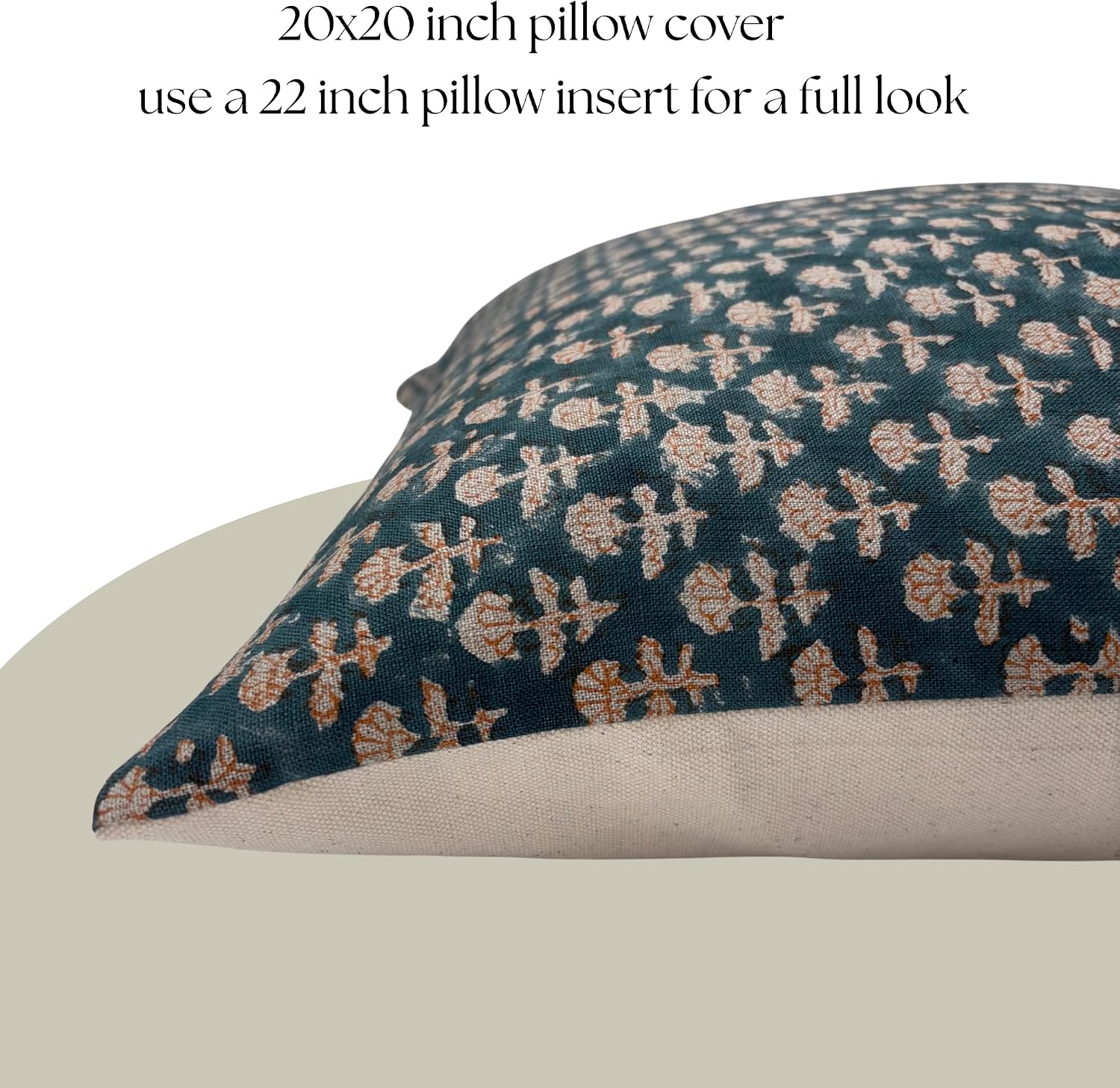 LineandLoop Linen Blue Throw Pillow Covers 20x20 inch Floral Pillows Spring Decorative Pillow Covers for Living Room, Bedroom 2 inches cott…
