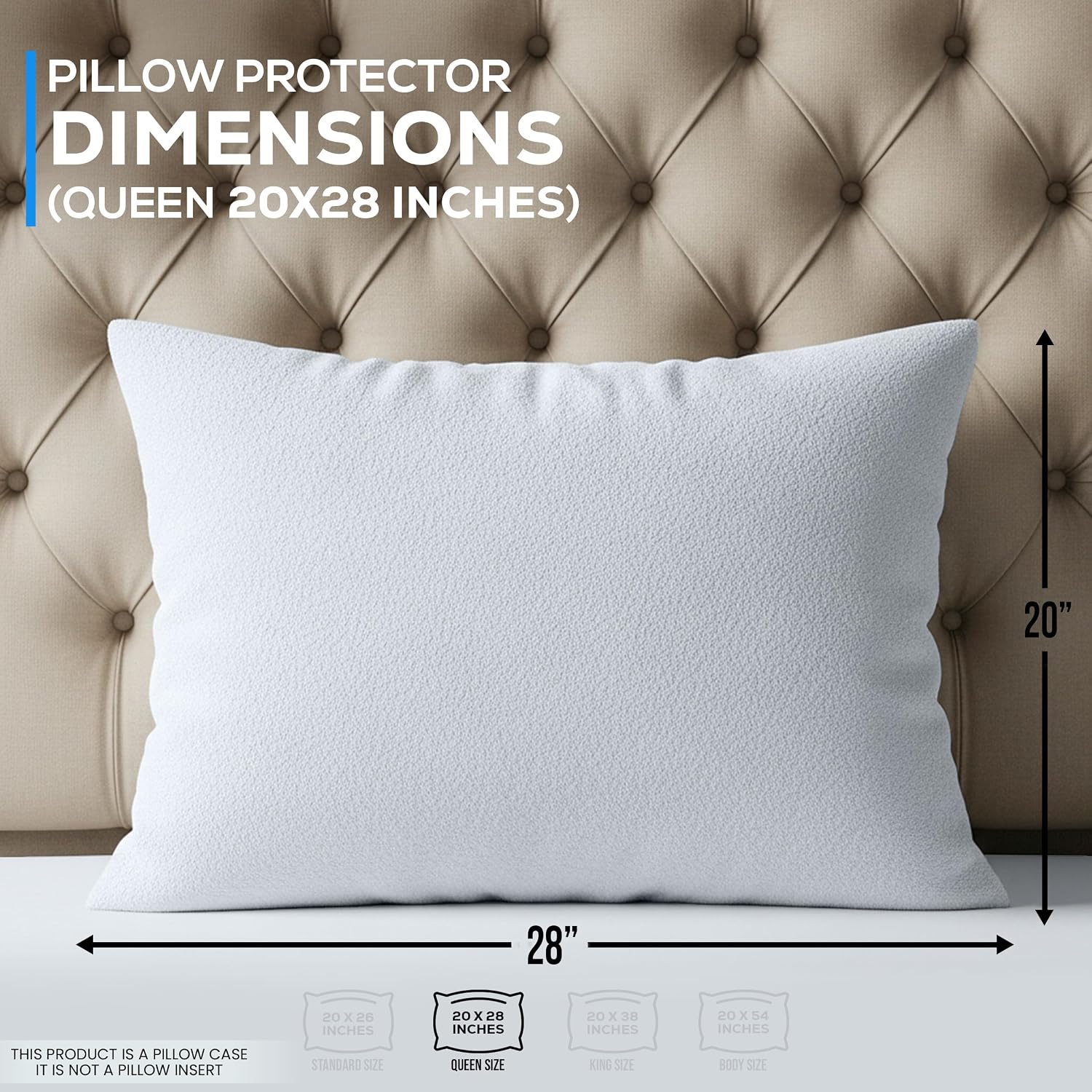 Utopiabedding Utopia Bedding Set of 4 Waterproof Pillow Protectors with Zipper Queen Size 20 x 28 Inches, Terry Polyester Pillow Covers, Be…