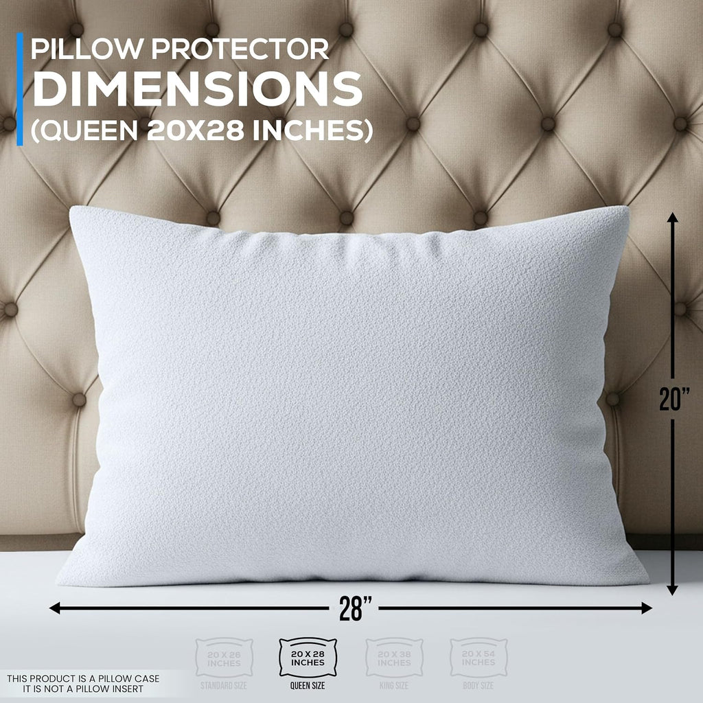 Utopiabedding Utopia Bedding Set of 2 Waterproof Pillow Protectors with Zipper Queen Size, Terry Pillow Covers, Bed Bug and Dust Mite Proof…